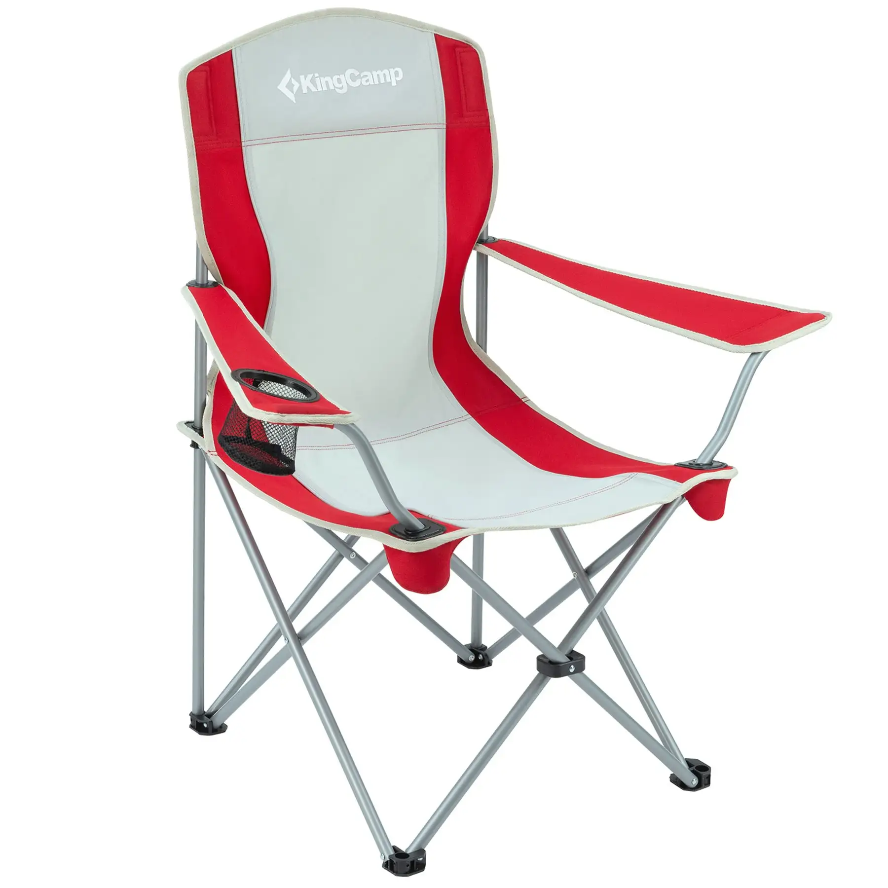 KingCamp Lightweight Folding Outdoor Camping Chair with Cupholder, Red/Gray