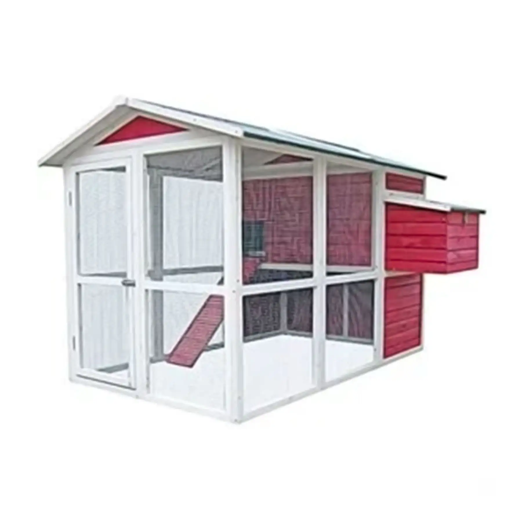 My Backyard Farm Medium Sized 50 by 76 by 50 Inch Vintage Chicken Coop, Red