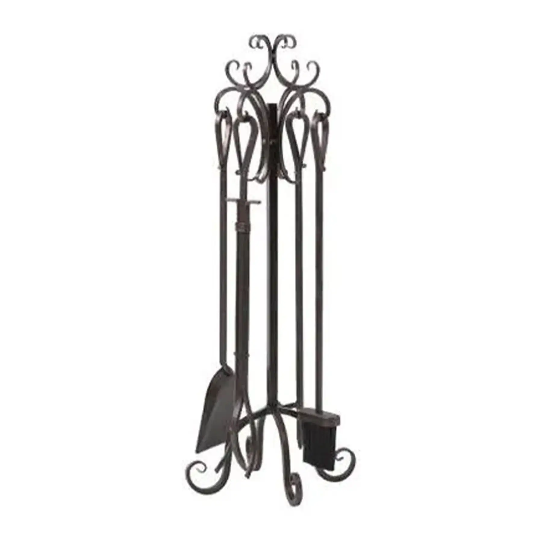 Panacea 5 Piece Scroll Top Fireplace Powder Coated Steel Accessory Tool Set