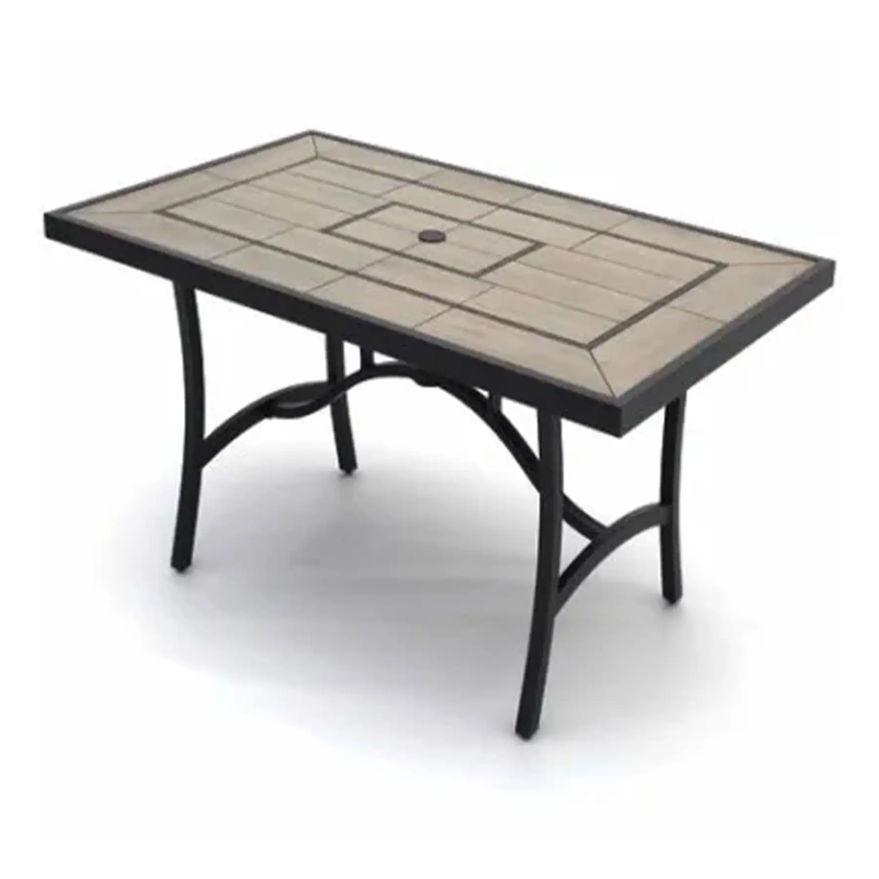 Four Seasons Courtyard Highland 40 x 66 Inch Tile Top Cast Aluminum Dining Table