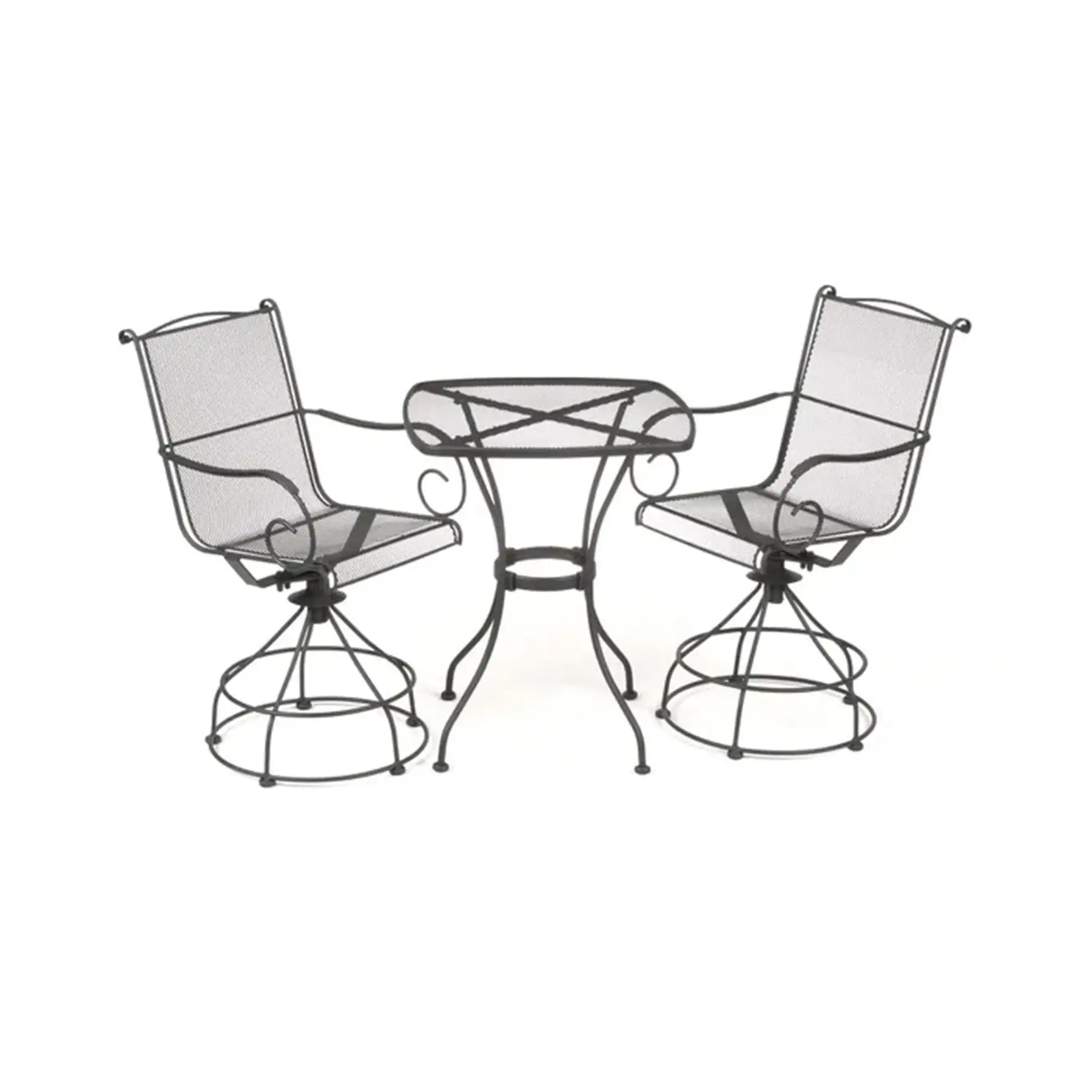 Woodard Uptown 3 Piece Bistro and Balcony Set with Powder Coated Finish, Black