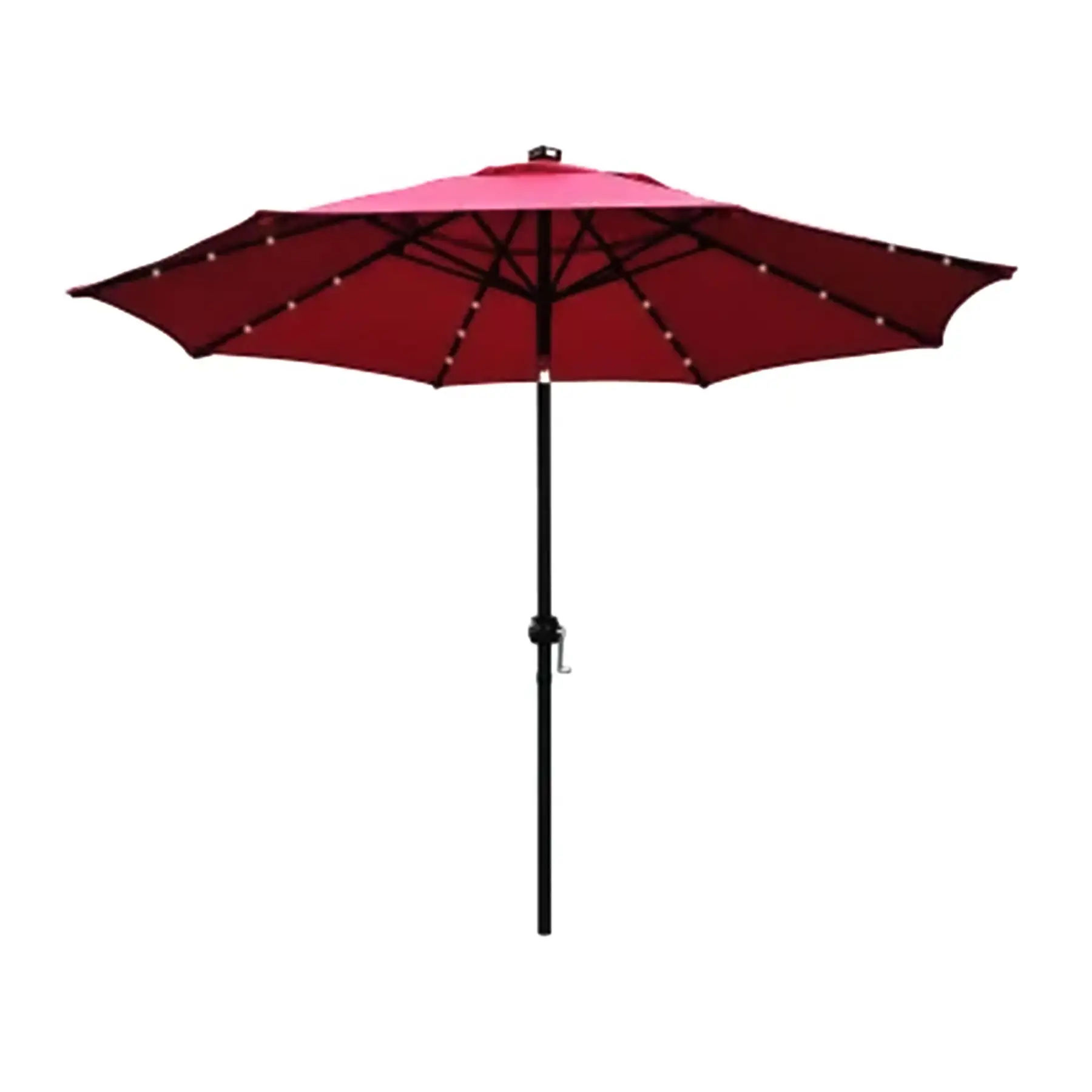 Four Seasons Courtyard 9?? Polyester Patio Market LED Umbrella w/ Steel Pole, Red