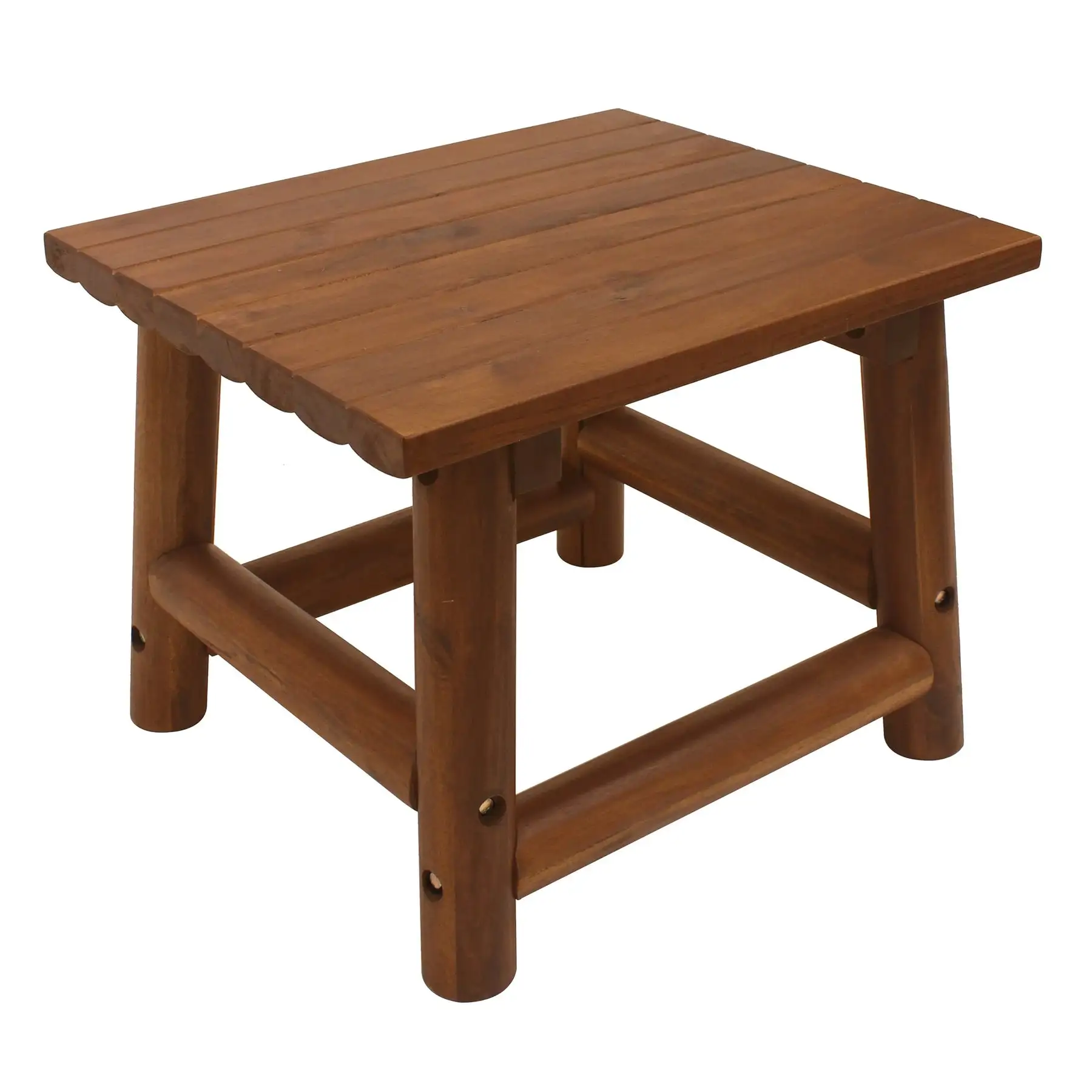 Leigh Country Amber Log Outdoor Patio Handcrafted Hardwood End Table, Brown