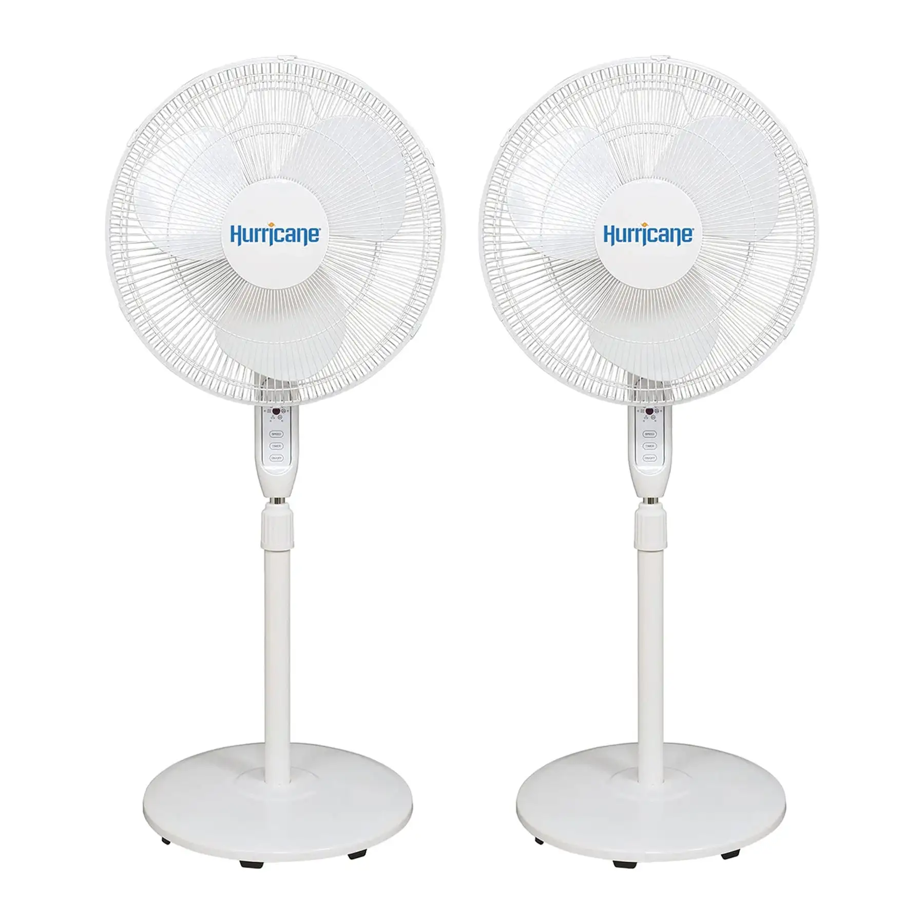 Hurricane Supreme 16 Inch 3 Speed Oscillating Stand Pedestal Fan, 2-Pack, White