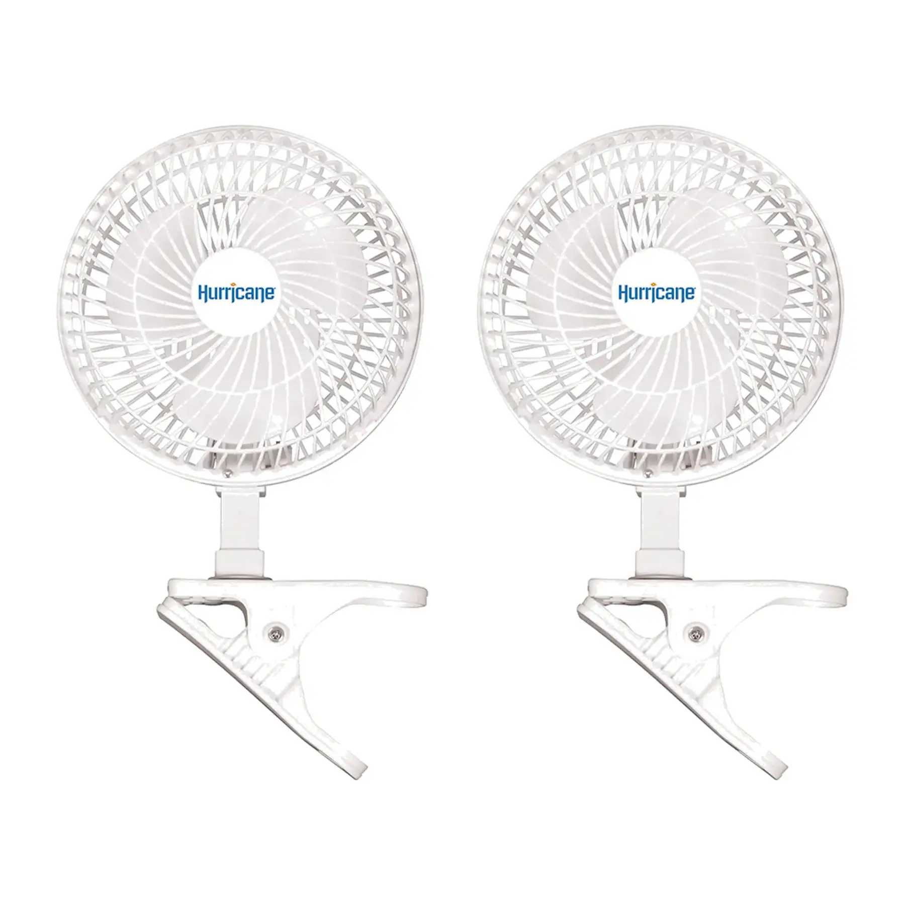 Hurricane Classic 6 Inch 2 Speed Desk Table Mini Clip On Fan, White (2 Pack)