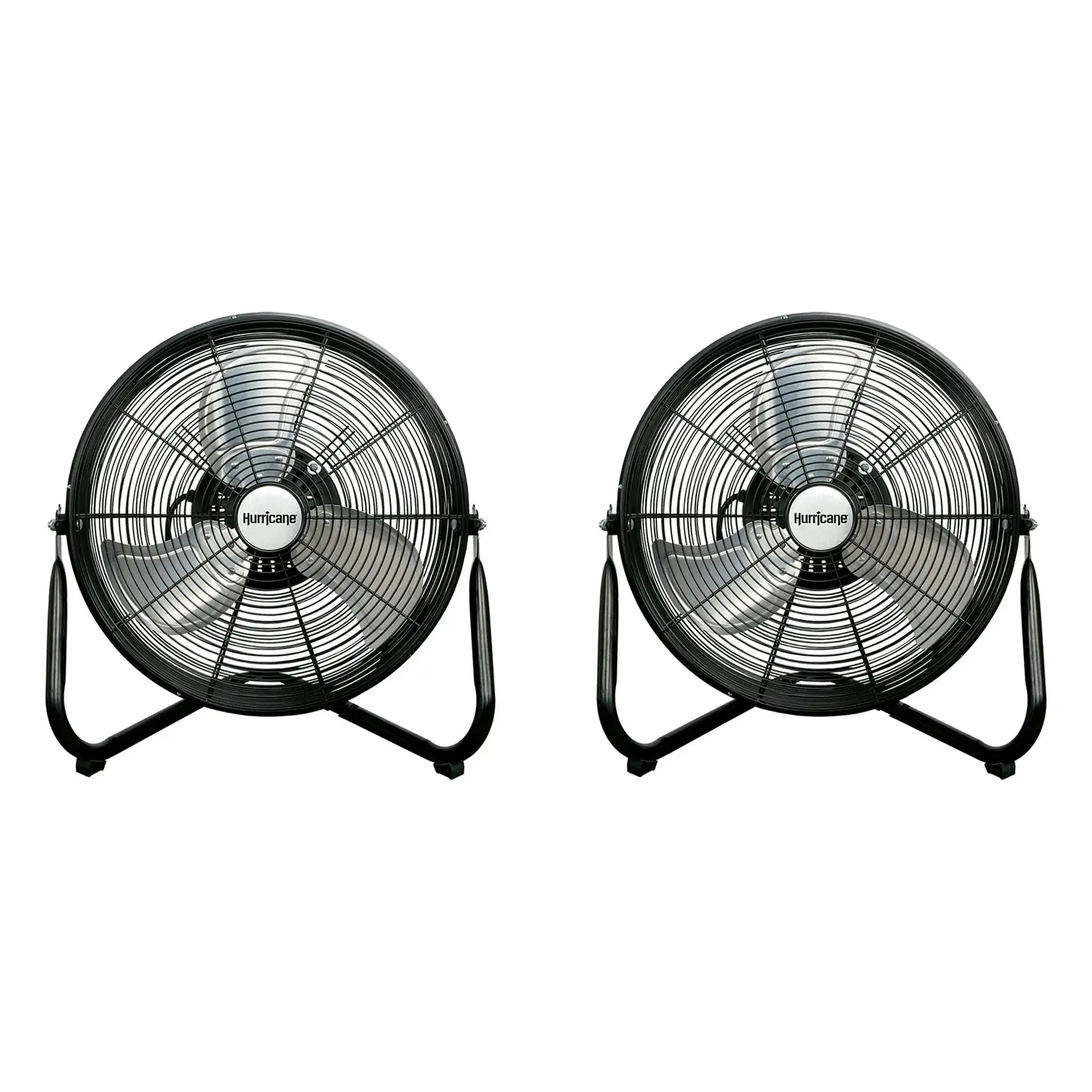 Hurricane Pro Series 16" High Velocity Metal Orbital Floor Fan, Black (2 Pack)