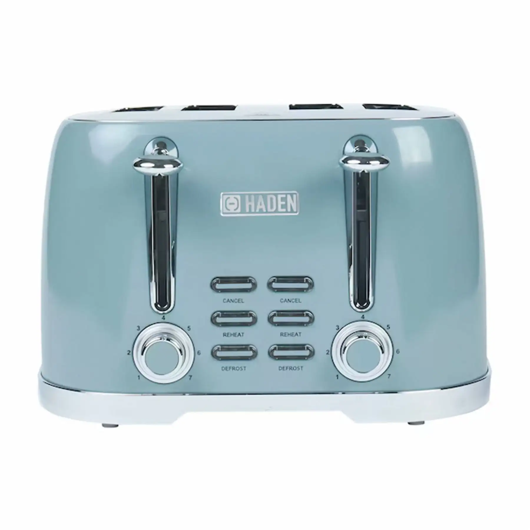 Haden Brighton Stainless Steel 4 Slice Toaster with Extra Wide Slots, Sky Blue