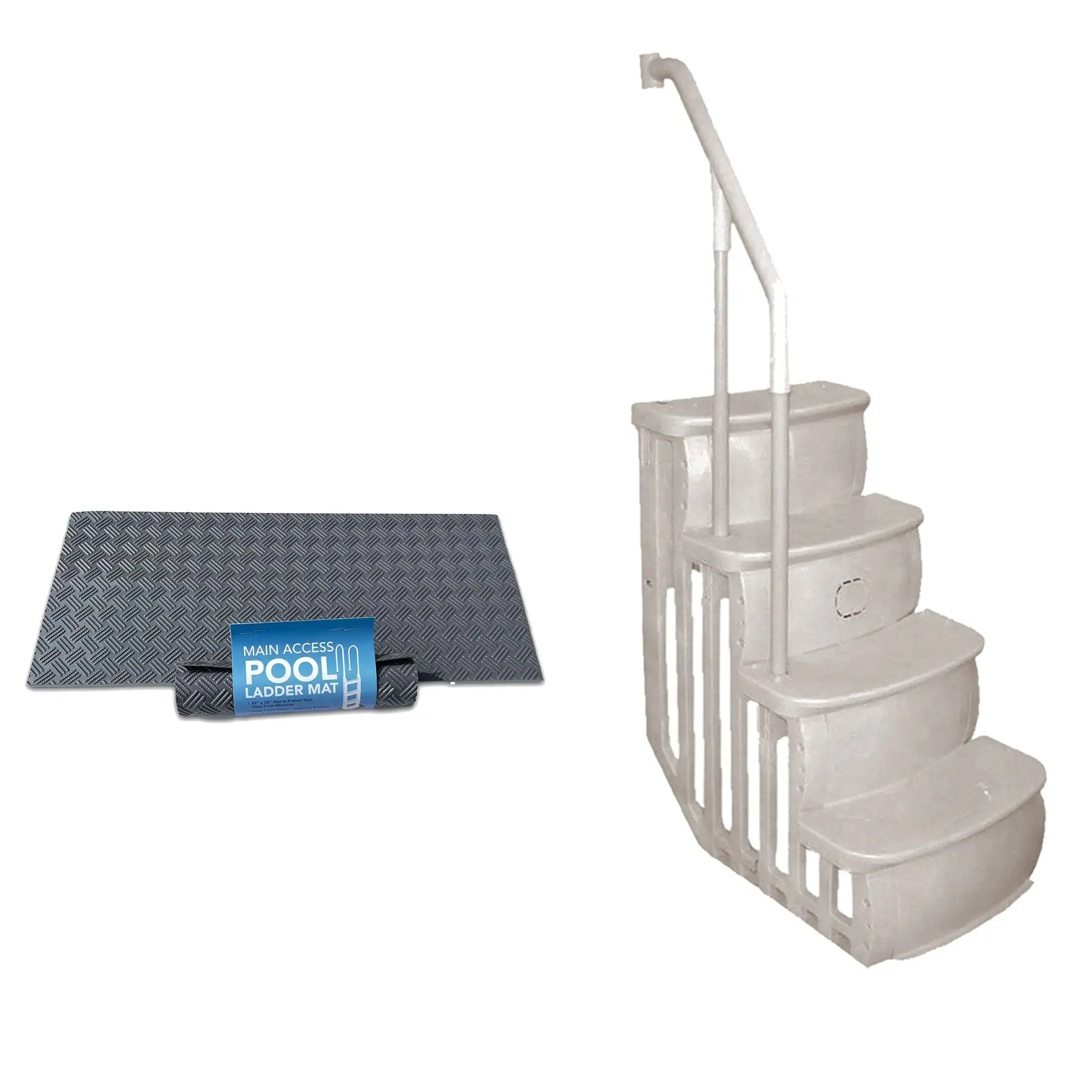 Main Access Large Pool Step Ladder Guard Mat, Gray + Main Access Pool Entrance