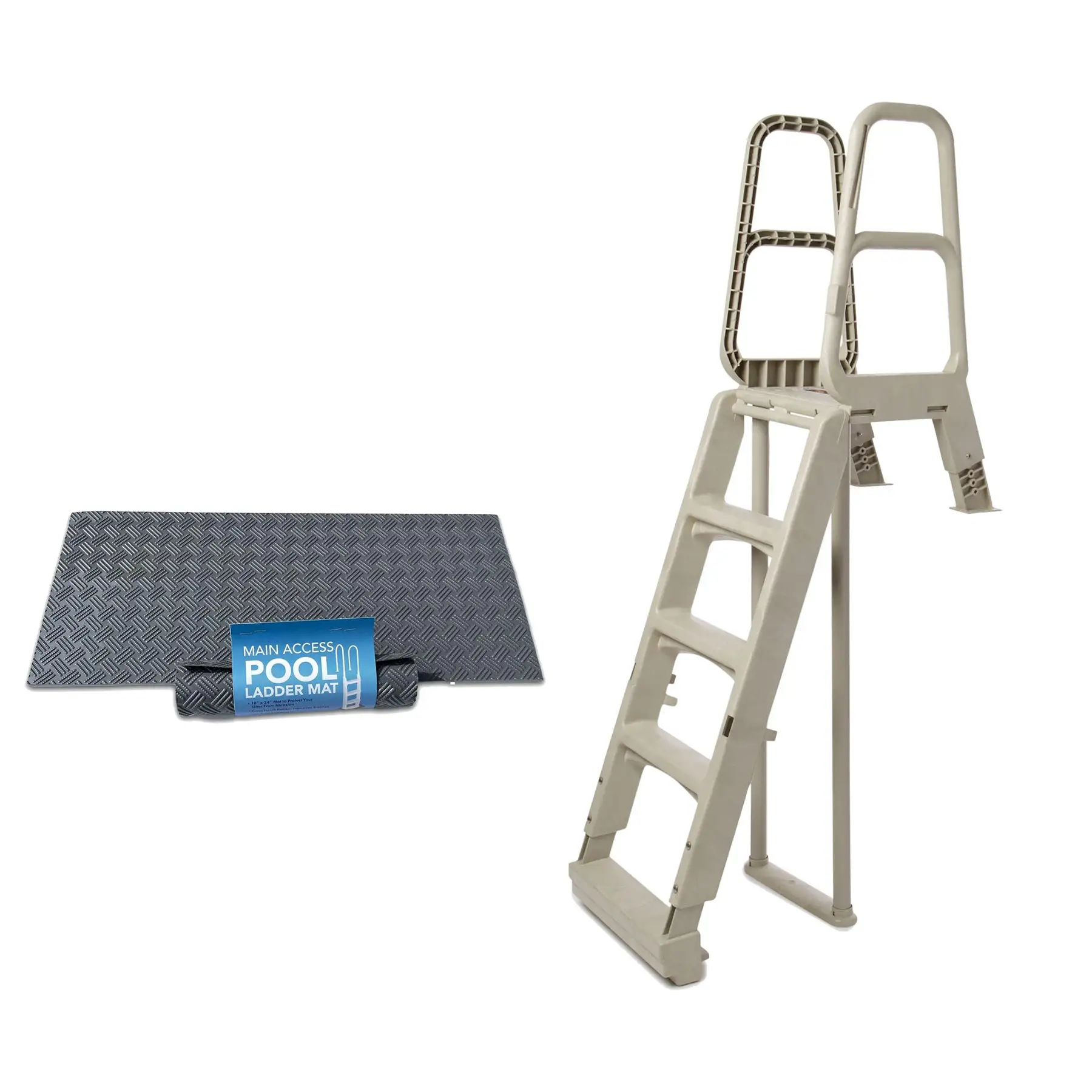 Main Access Large Pool Step Ladder, Gray + Main Access Swim Pool Ladder, Taupe