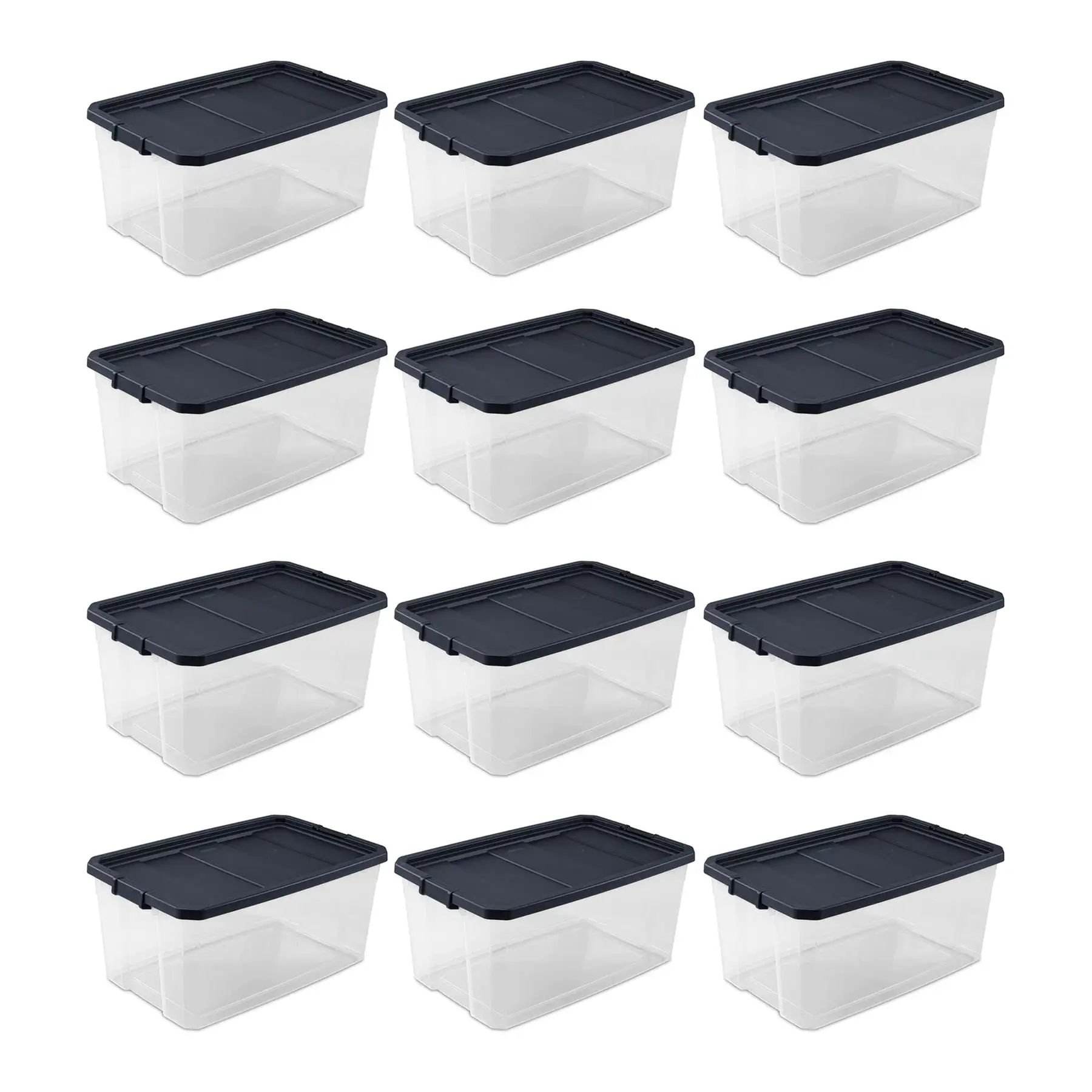 Sterilite 116 Qt Heavy Duty Box Stackable Storage Bin w/ Latching Lid (12 Pack)