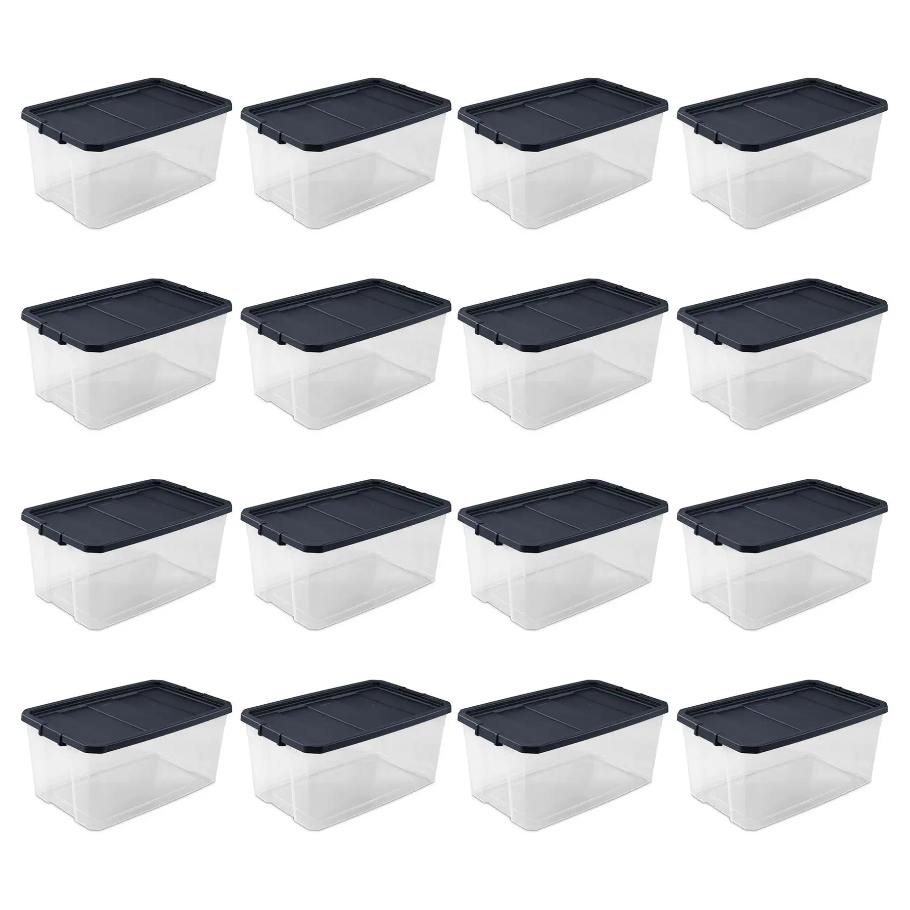 Sterilite 116 Qt Heavy Duty Box Stackable Storage Bin w/ Latching Lid (16 Pack)