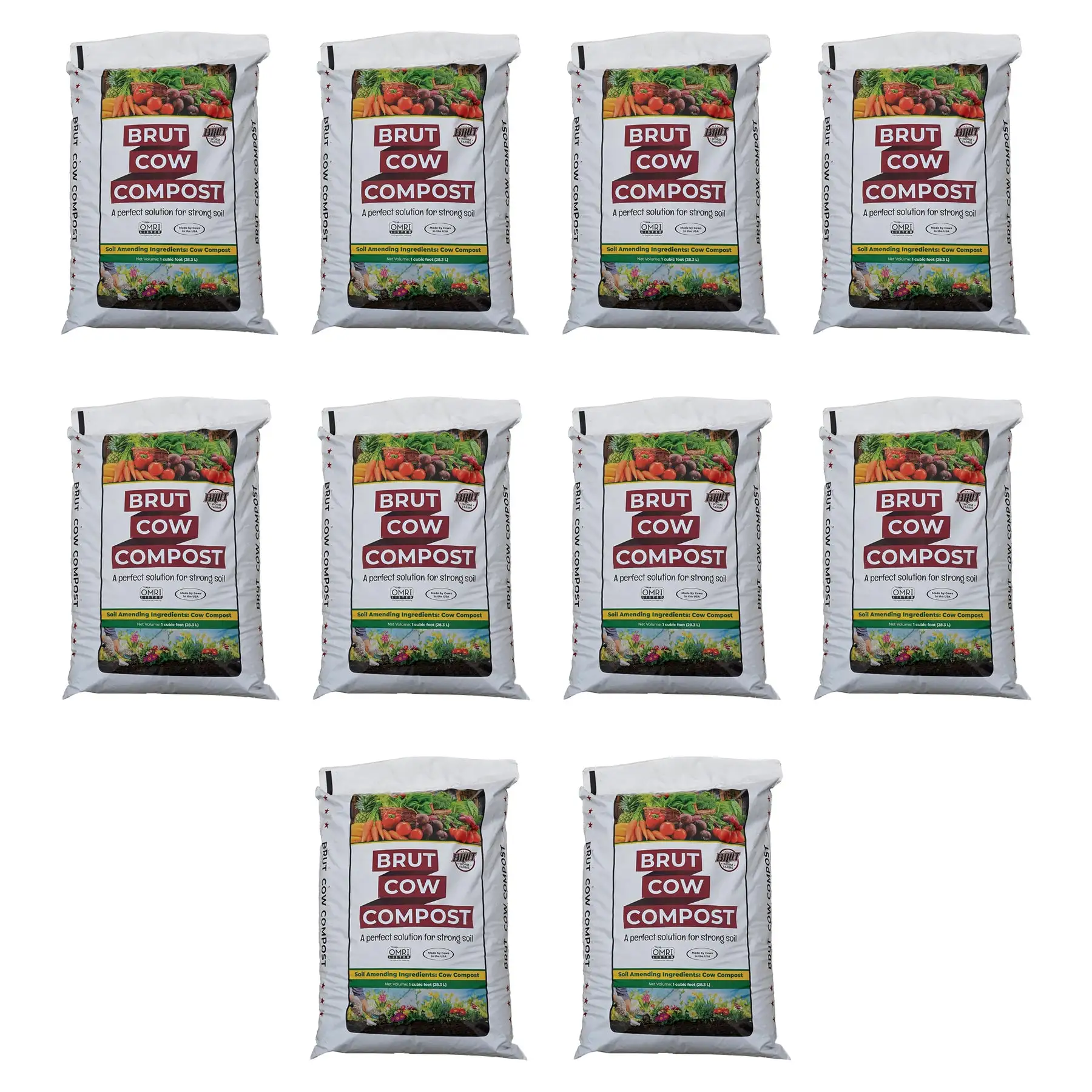 Brut Organic Chicken Compost Nutrient Rich Garden Fertilizer for Farm (10 Pack)