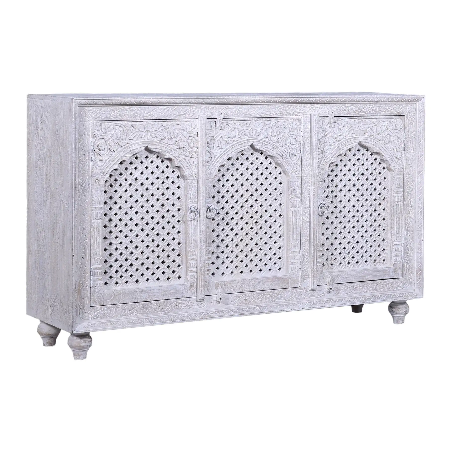 Patrin Nomad Wooden Sideboard in White Distressed Finish