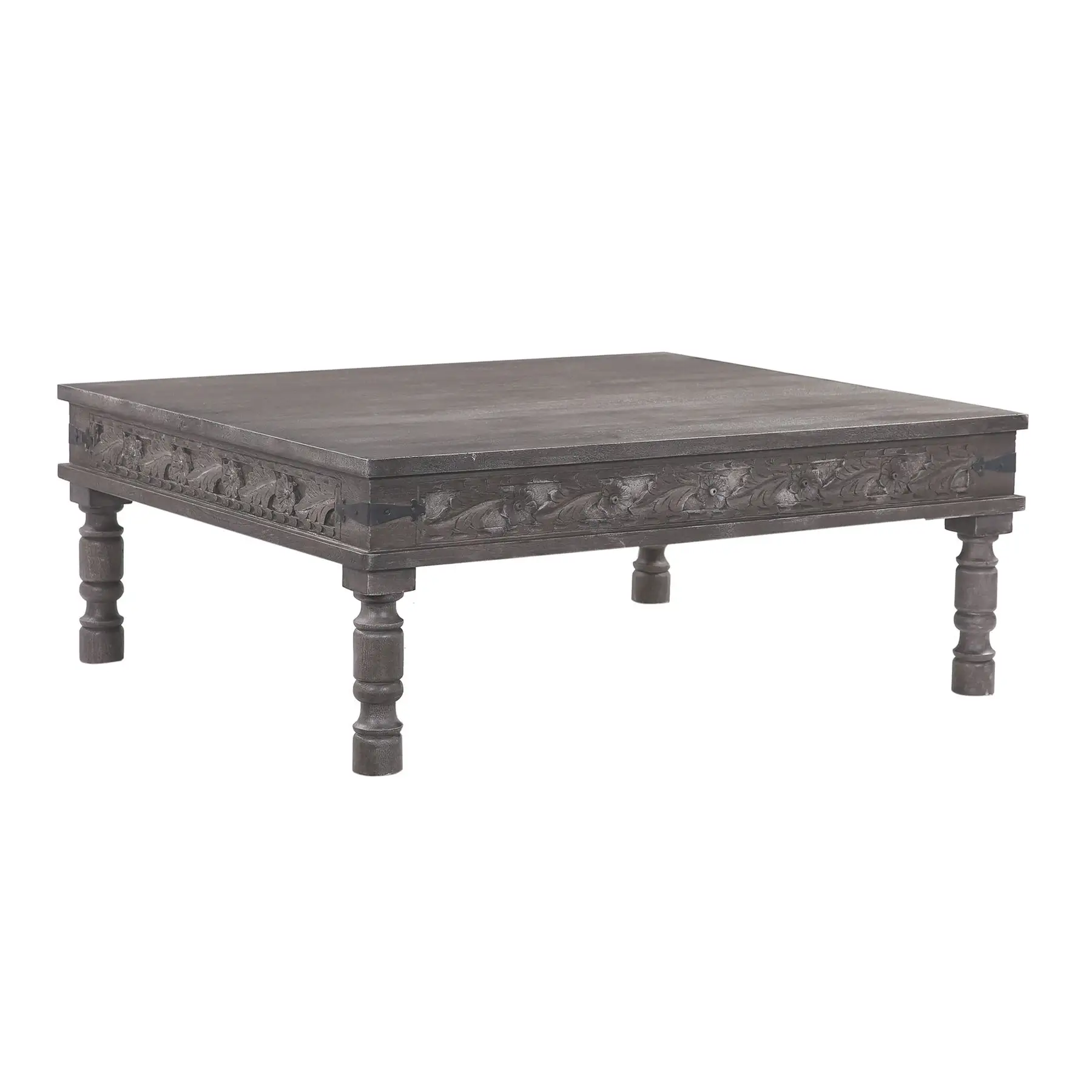 Emin Nomad Wooden Rectangular Coffee Table in Grey Distressed Finish