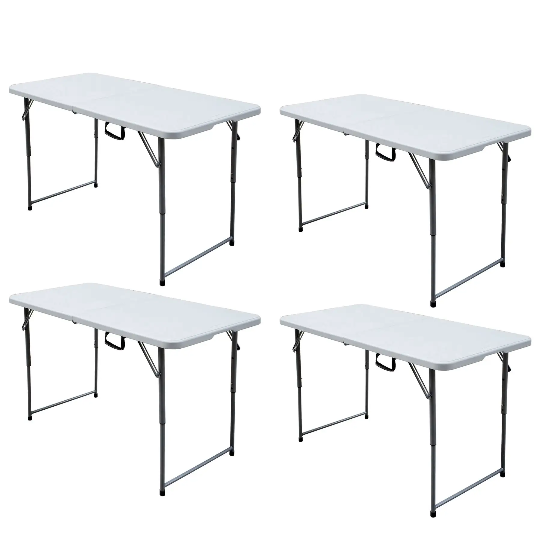 Plastic Development Group 4 Ft Long Fold in Half Banquet Folding Table, (4 Pack)