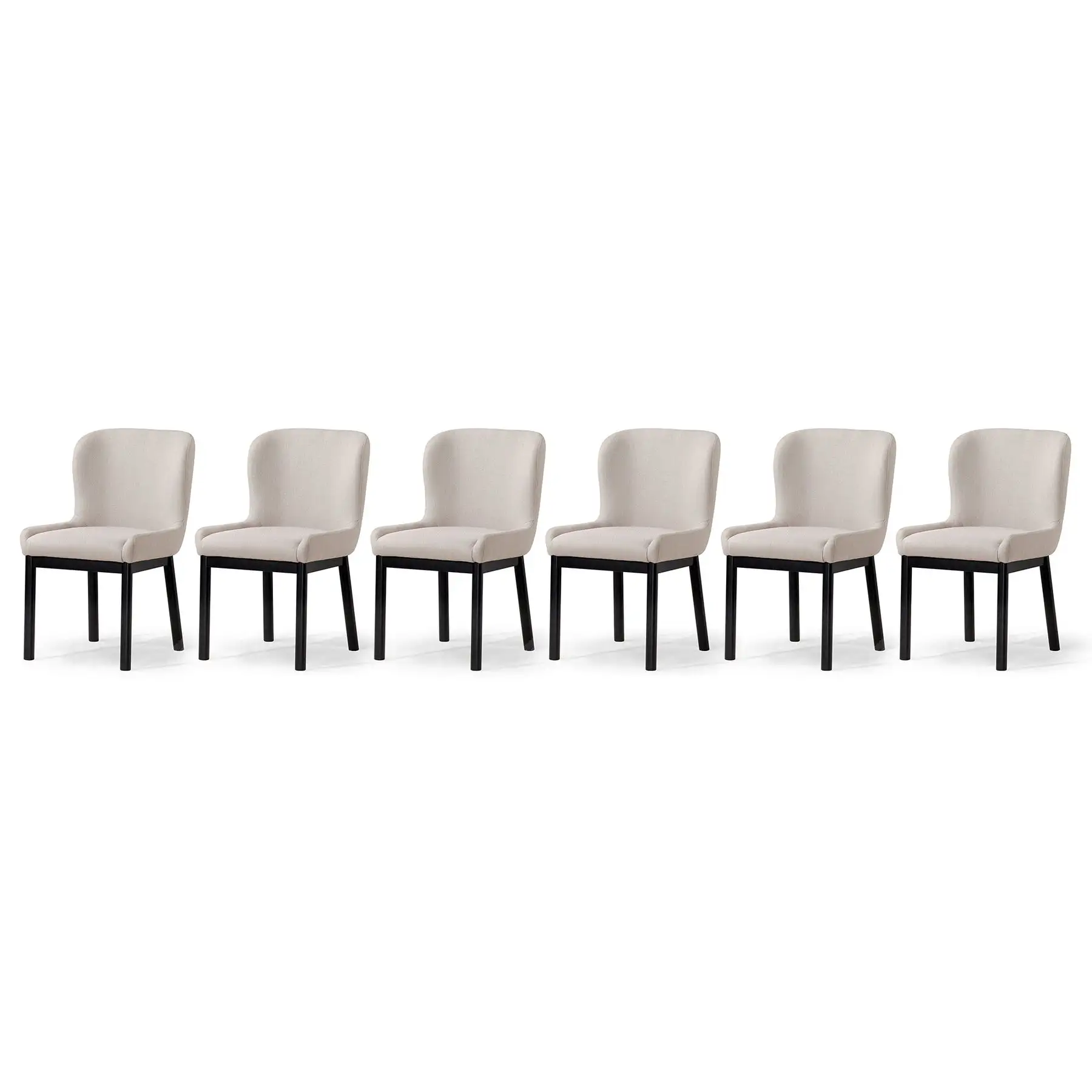 Maven Lane Gia Contemporary Dining Chair, Refined Black, Dove Fabric, Set of 6