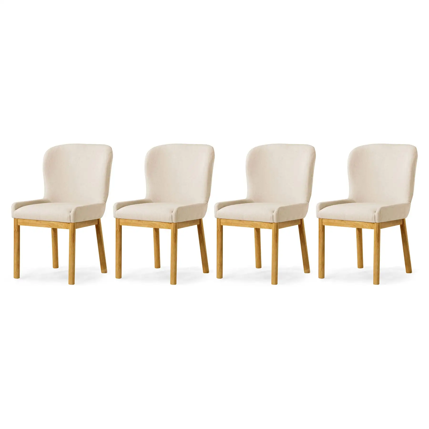 Maven Lane Gia Contemporary Dining Chair, Refined Natural, Slate Fabric, Set of 4