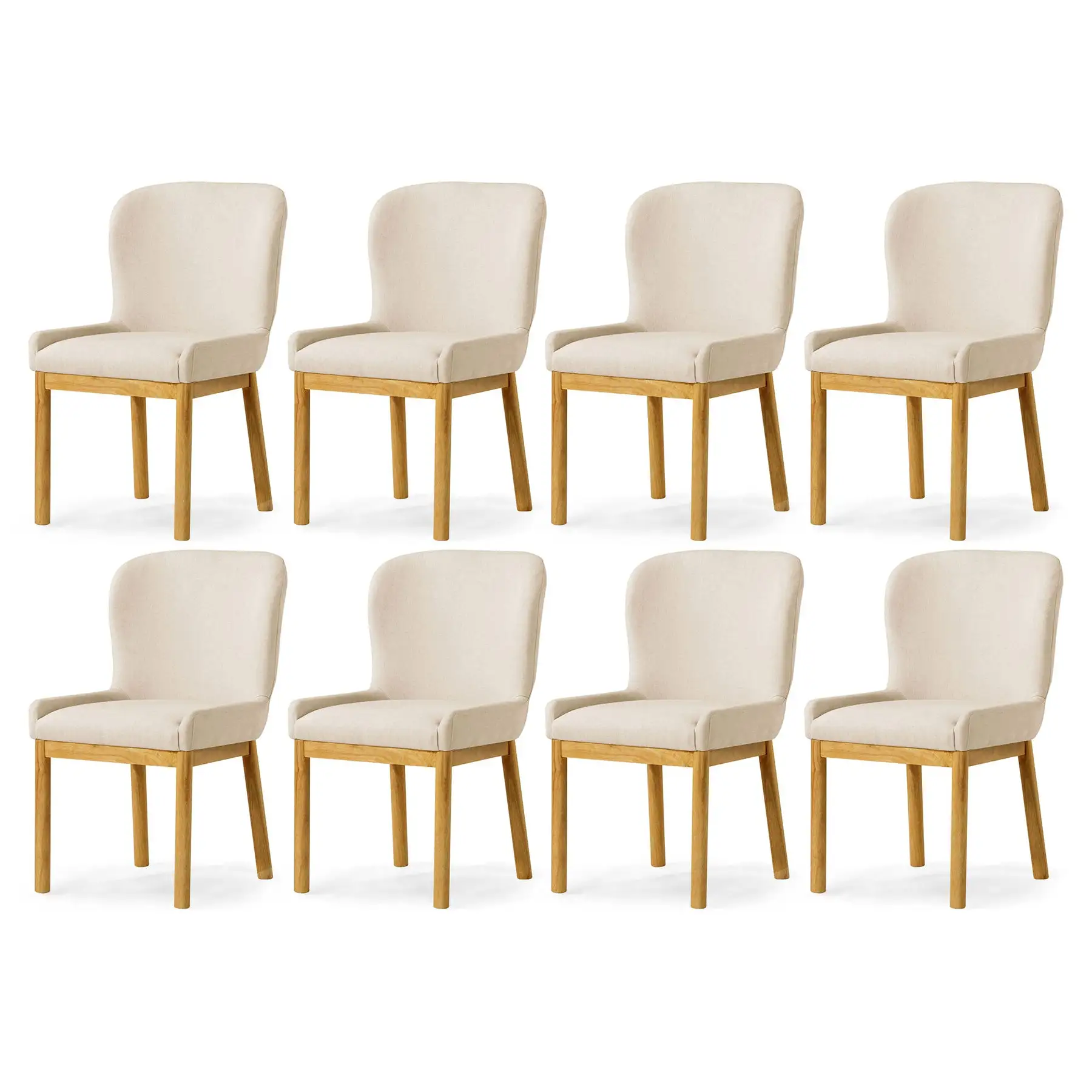 Maven Lane Gia Contemporary Dining Chair, Refined Natural, Slate Fabric, Set of 8