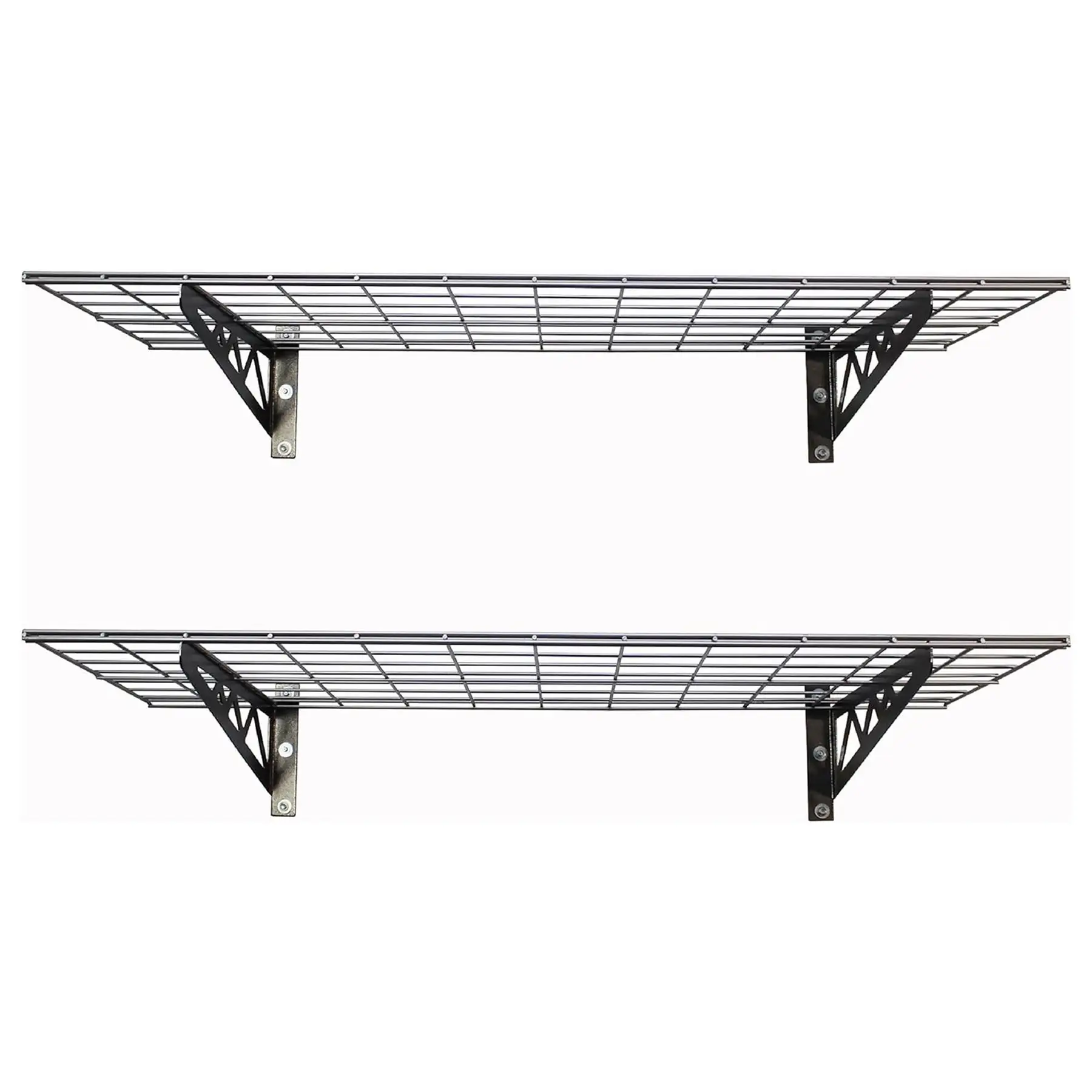 SafeRacks 18x48 Inch Garage Wall Mounted Wire Utility Shelf, Hammertone (2 Pack)