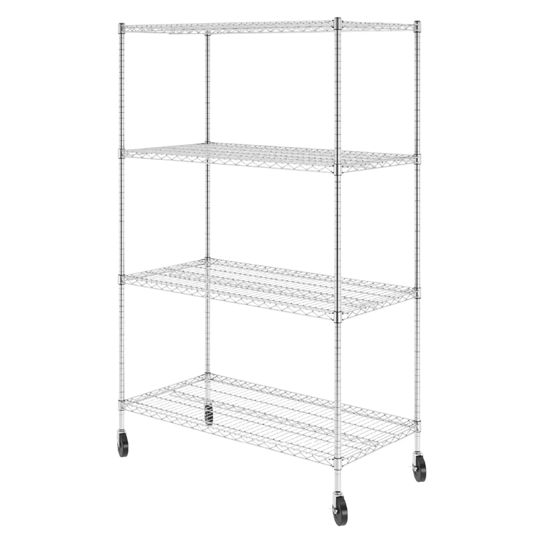 SafeRacks 4 Tiered Storage Shelves w/Heavy Duty Steel Wire Shelving Unit, Silver