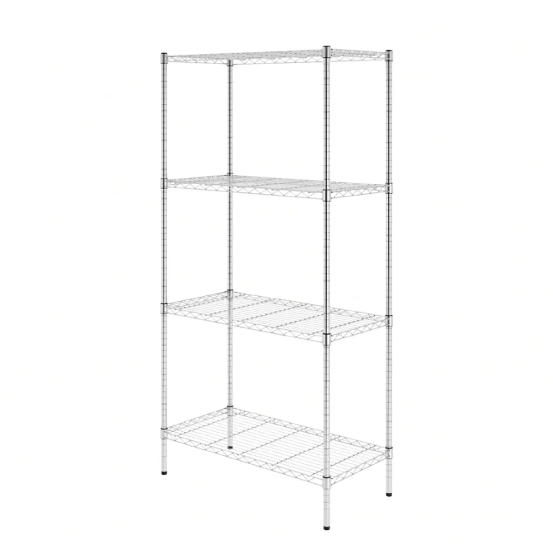 SafeRacks 4 Tier Steel Wire Storage Shelving Unit with 4 Leveling Feet, Silver