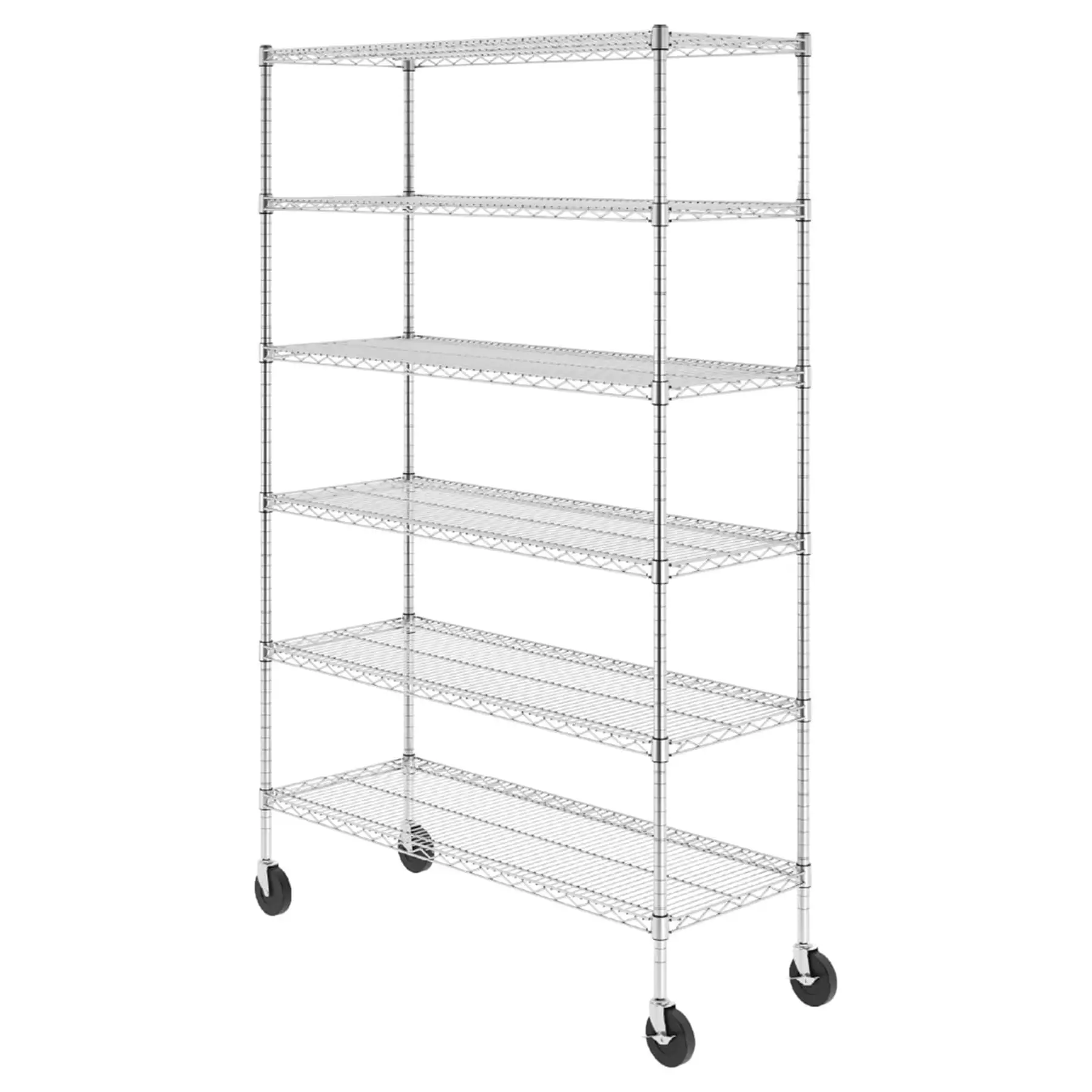 SafeRacks 6 Tiered Storage Shelves w/Heavy Duty Steel Wire Shelving Unit, Silver