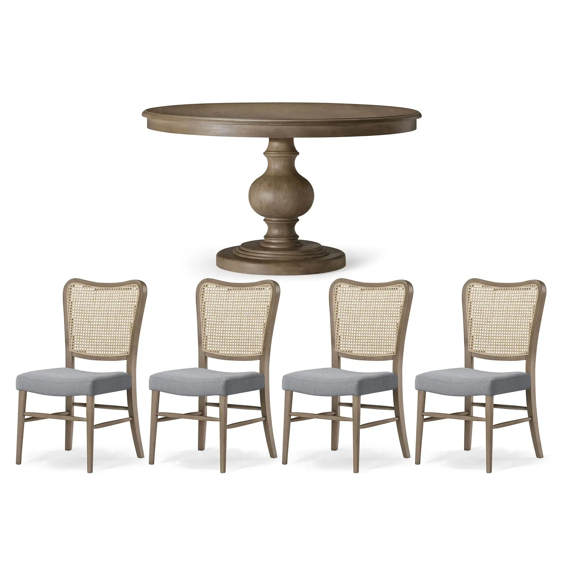 Maven Lane Zola Table with 4 Vera Chairs Traditional Dining Set, Antiqued Grey