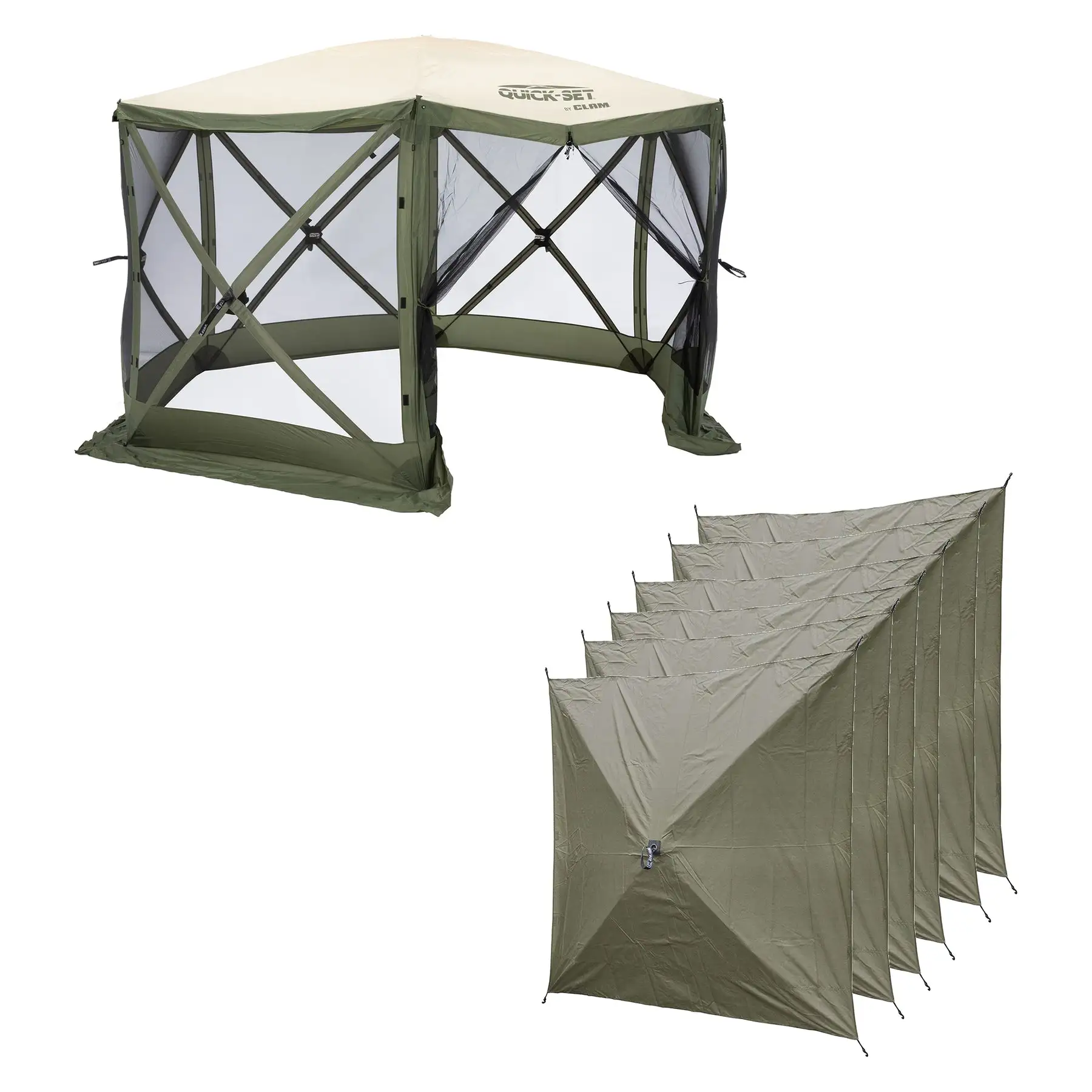 CLAM Quick Set Escape 11.5 x 11.5 Ft Canopy + Clam Quick Set Screen (2 Pack)