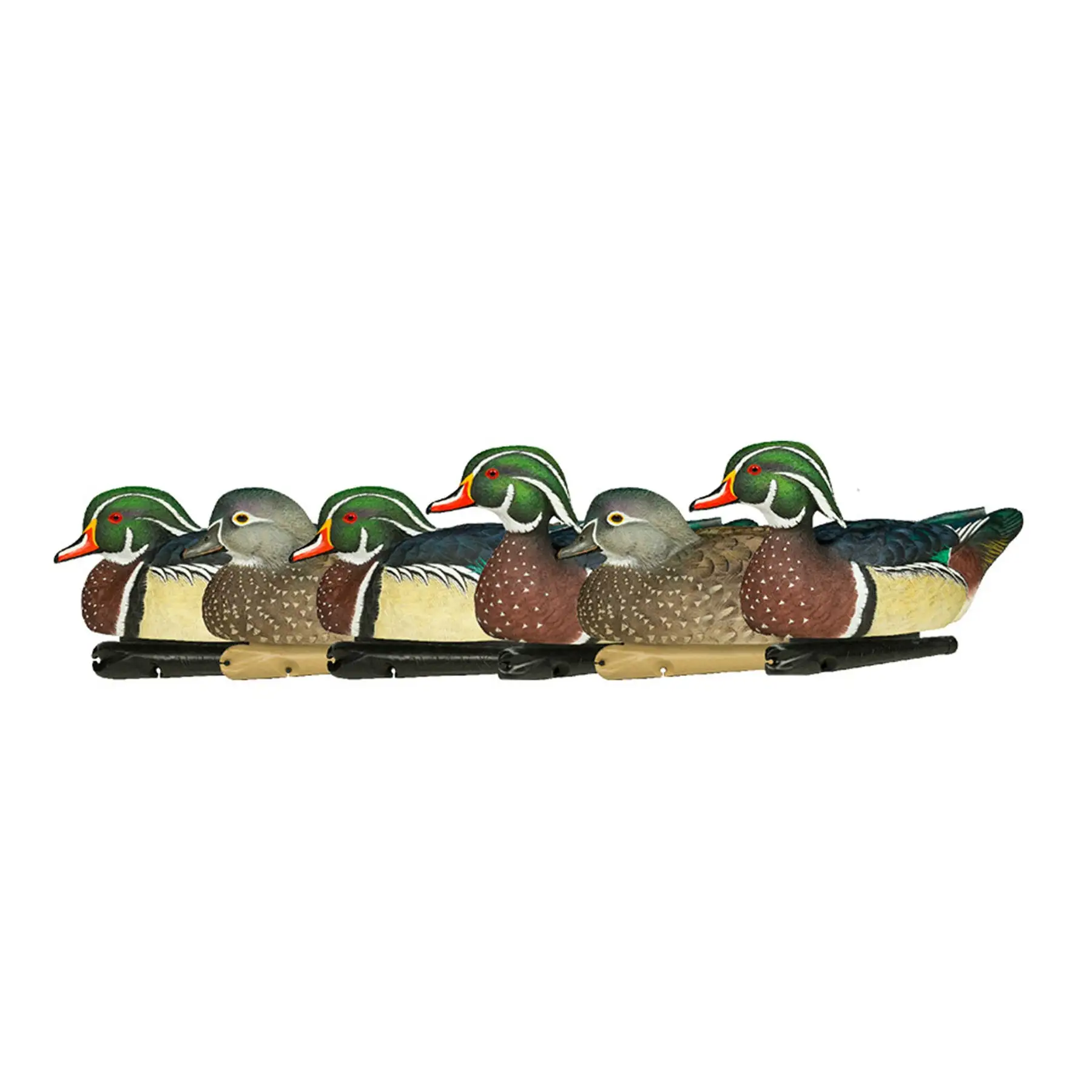 Avian X Topflight Wood Ducks, Realistic Floating Decoys, 6 Pack, Multicolor