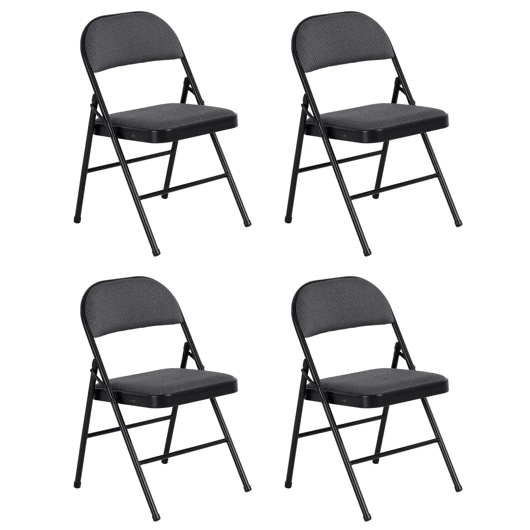 Peakform Folding Vinyl Padded Chair with Comfortable Seat Cushion, 4 Pack, Black