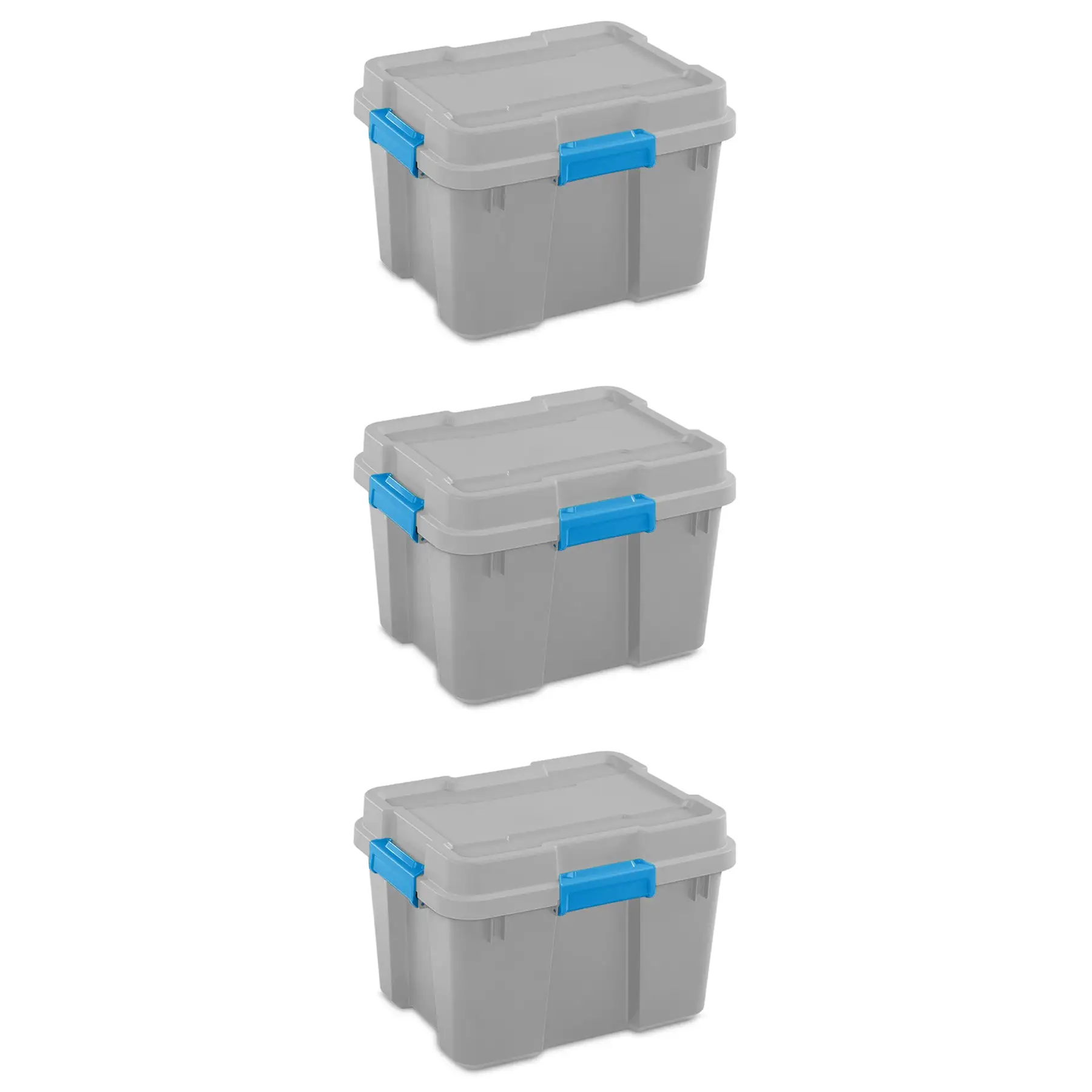 Sterilite 30 Gal Gasket Tote Heavy Duty Stackable Storage Bin with Lid, 3 Pack