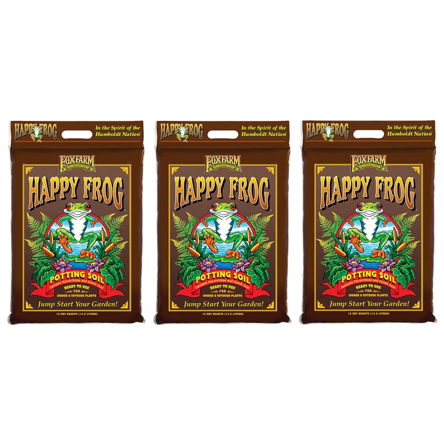 FoxFarm Happy Frog Nutrient Rapid Growth Garden Potting Soil, 12 quart (3 Pack)