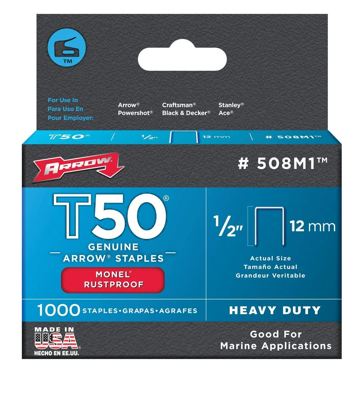 Arrow Fastener 508M1 Monel Rustproof Staples