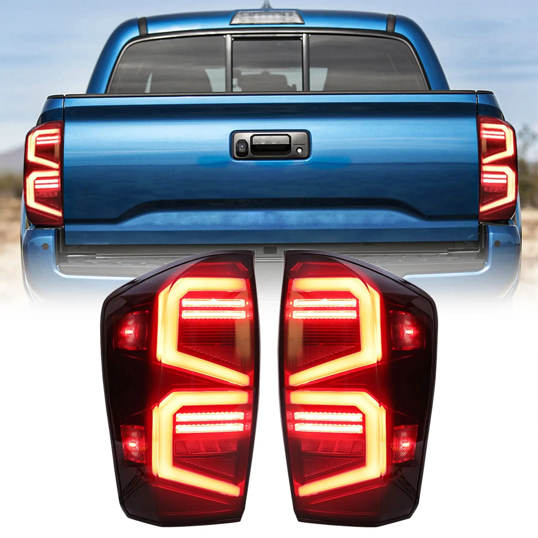 AMERICAN MODIFIED Smoked LED Tail Lights for 2016 to 2023 Toyota Tacoma, 1 Pair