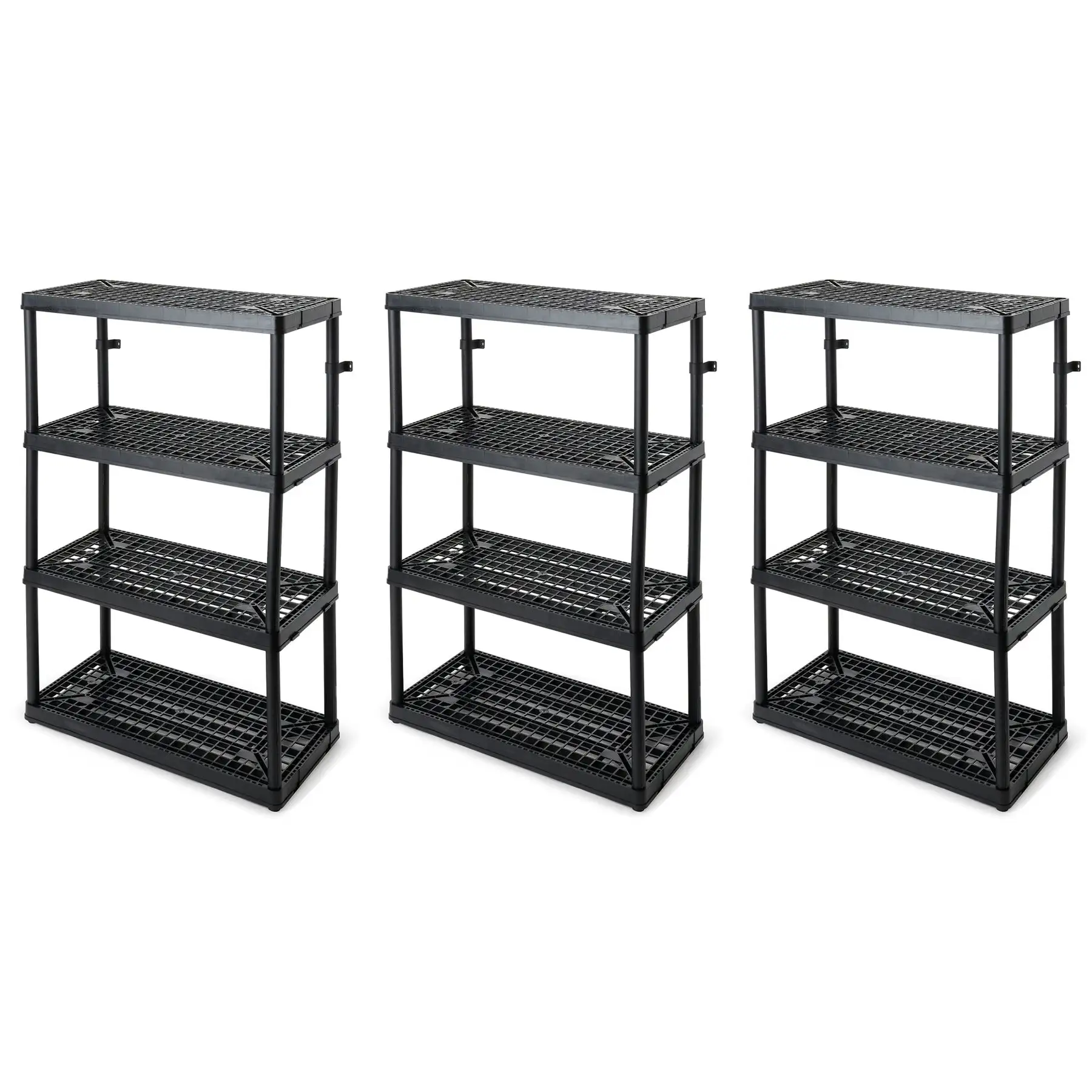 Gracious Living 4 Shelf Fixed Height Ventilated Heavy Duty Storage Unit (3 Pack)