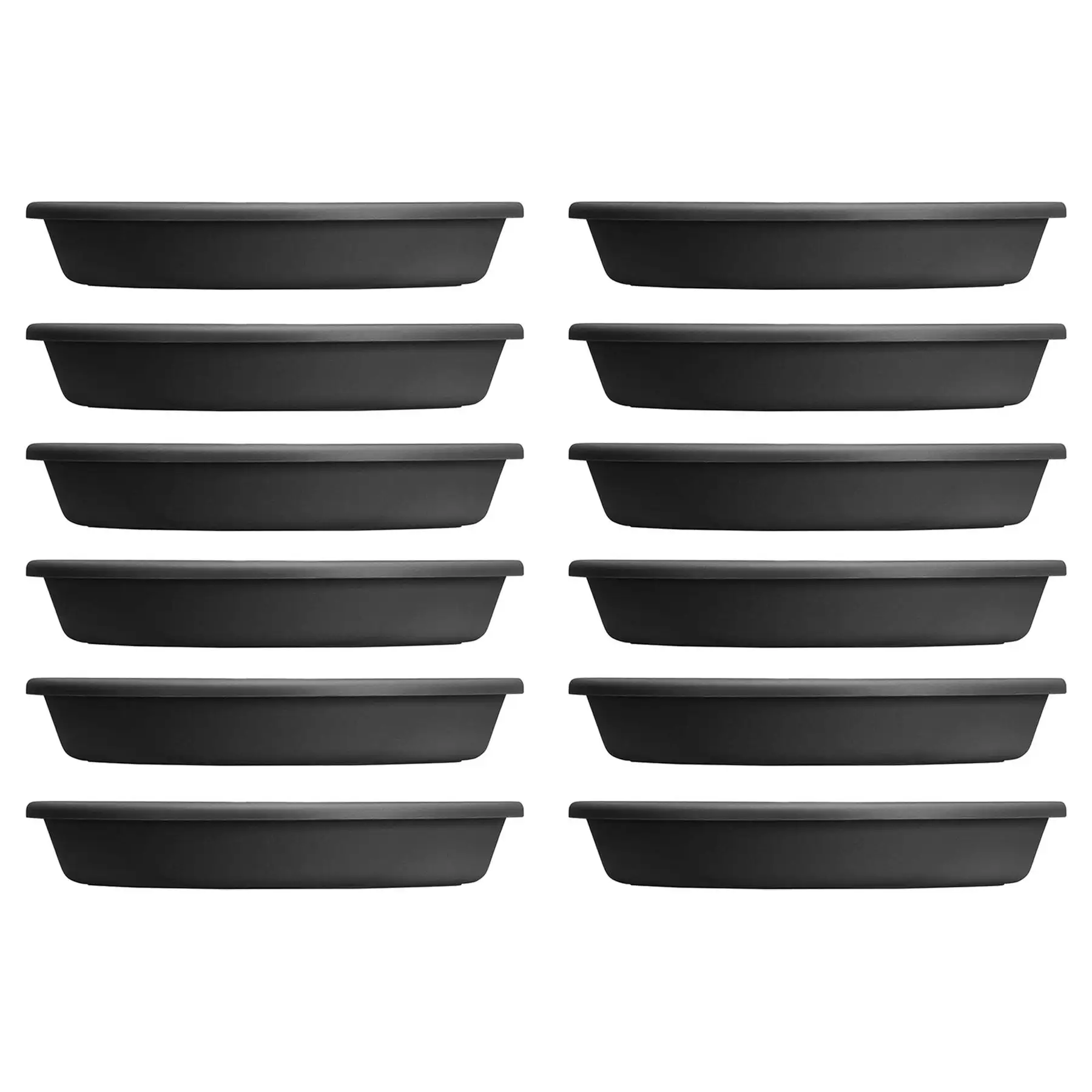 HC Companies Classic 21.13 Inch Round Saucer Tray for Pots, Black (12 Pack)