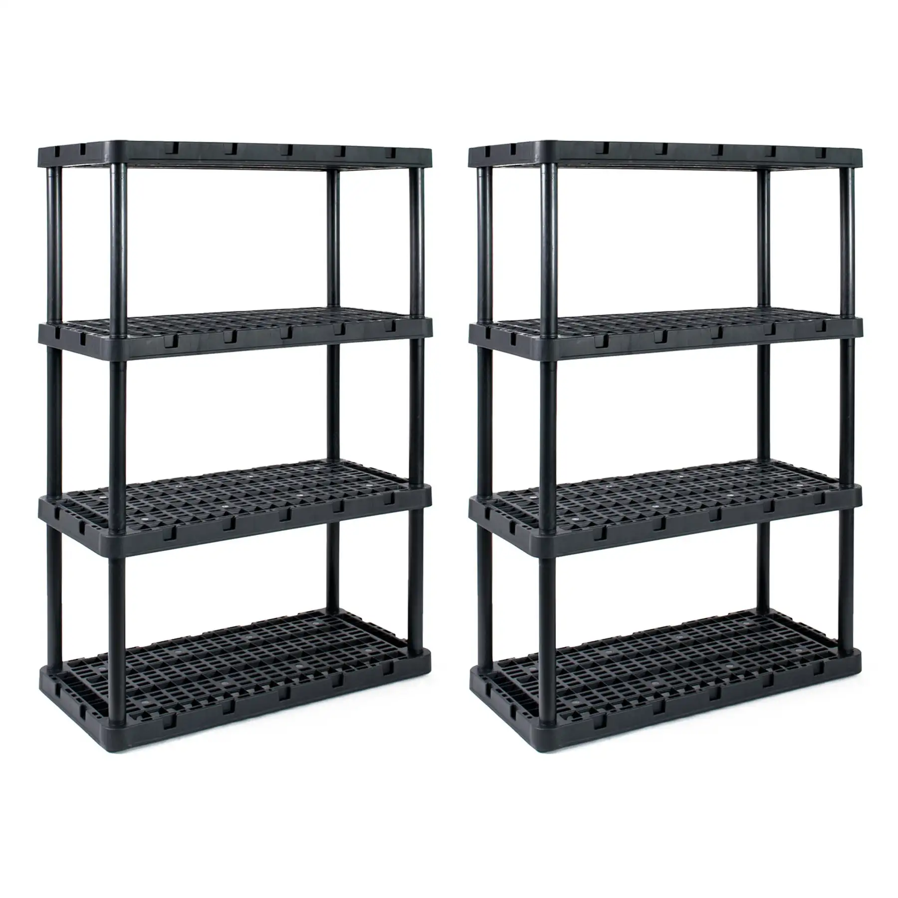 Gracious Living 4 Shelf Knect A Shelf Ventilated Storage Unit, Black (2 Pack)