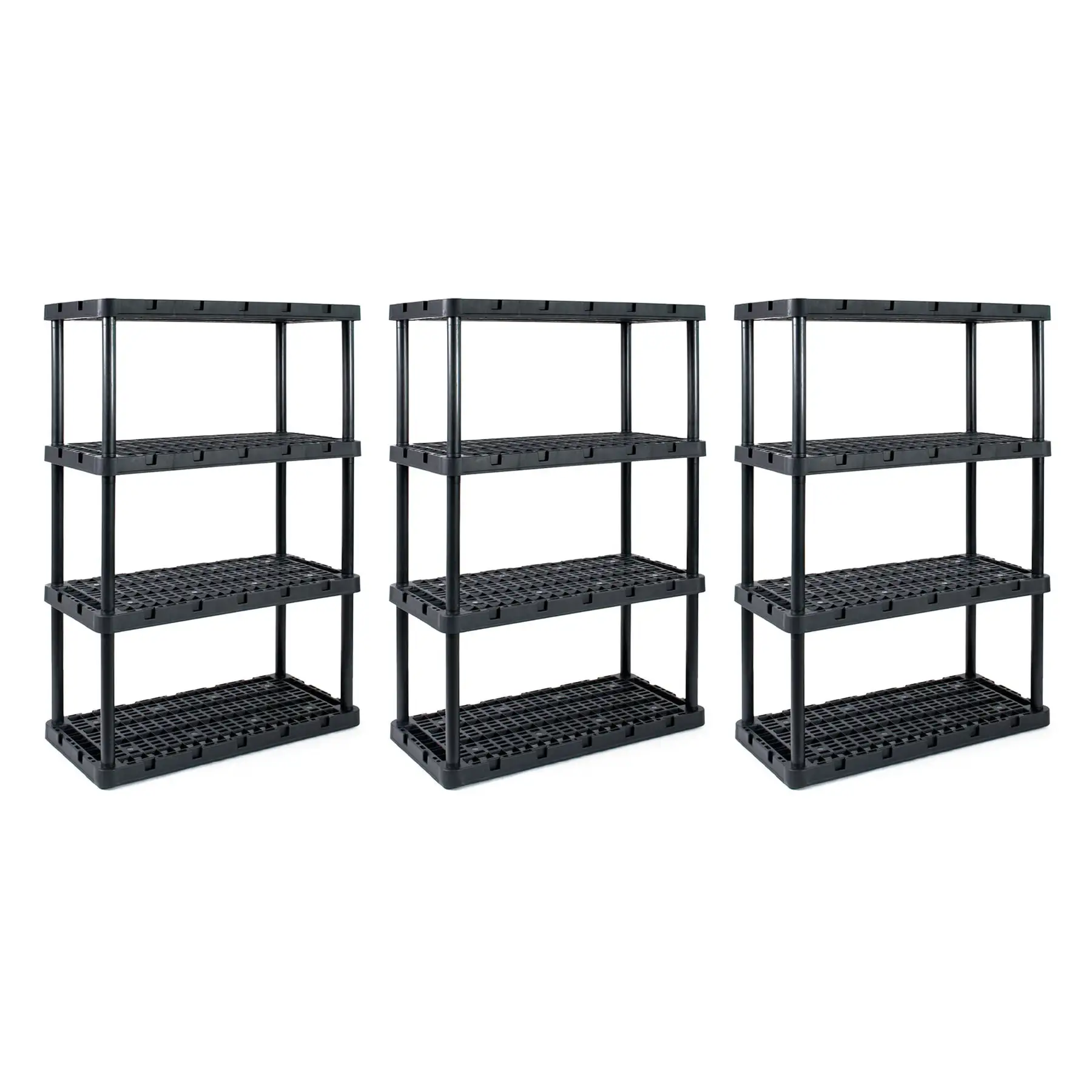 Gracious Living 4 Shelf Knect A Shelf Ventilated Storage Unit, Black (3 Pack)