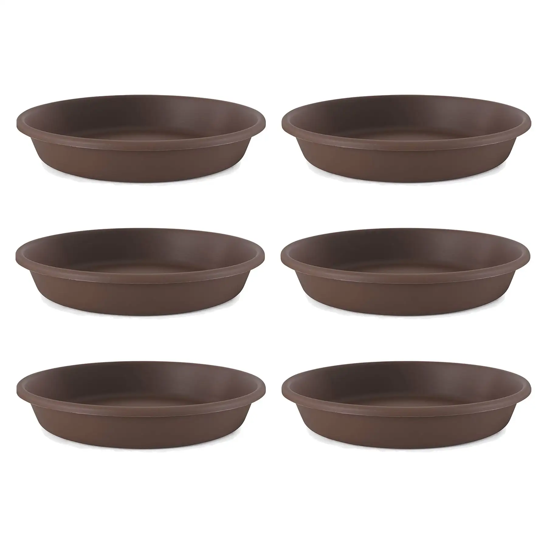 The HC Companies Classic 21" Deep Plastic Round Plant Pot Saucer, Brown (6 Pack)