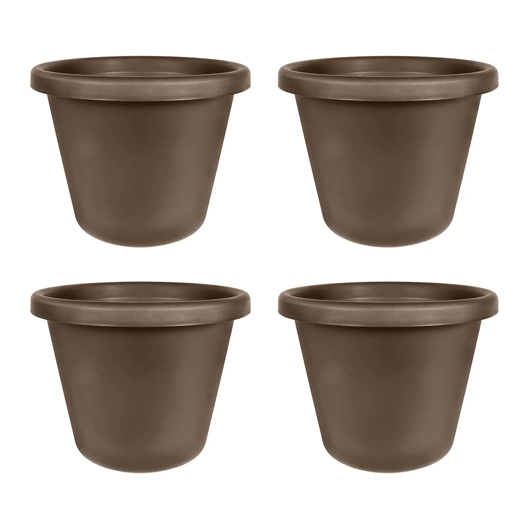 The HC Companies 24 Inch Plastic Classic Flower Pot Planter, Brown (4 Pack)