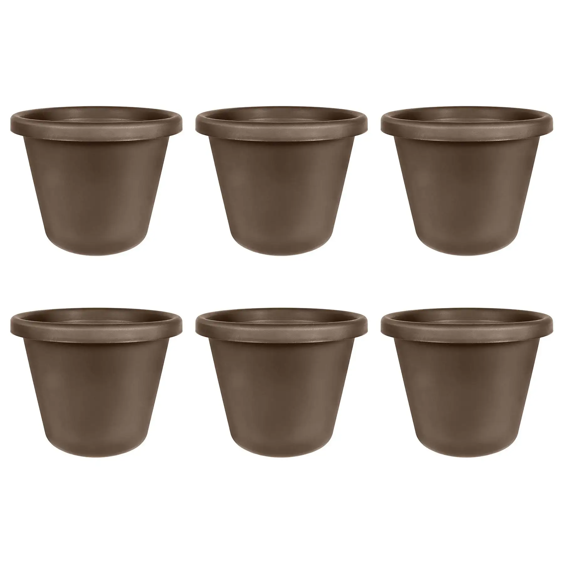 The HC Companies 24 Inch Plastic Classic Flower Pot Planter, Brown (6 Pack)