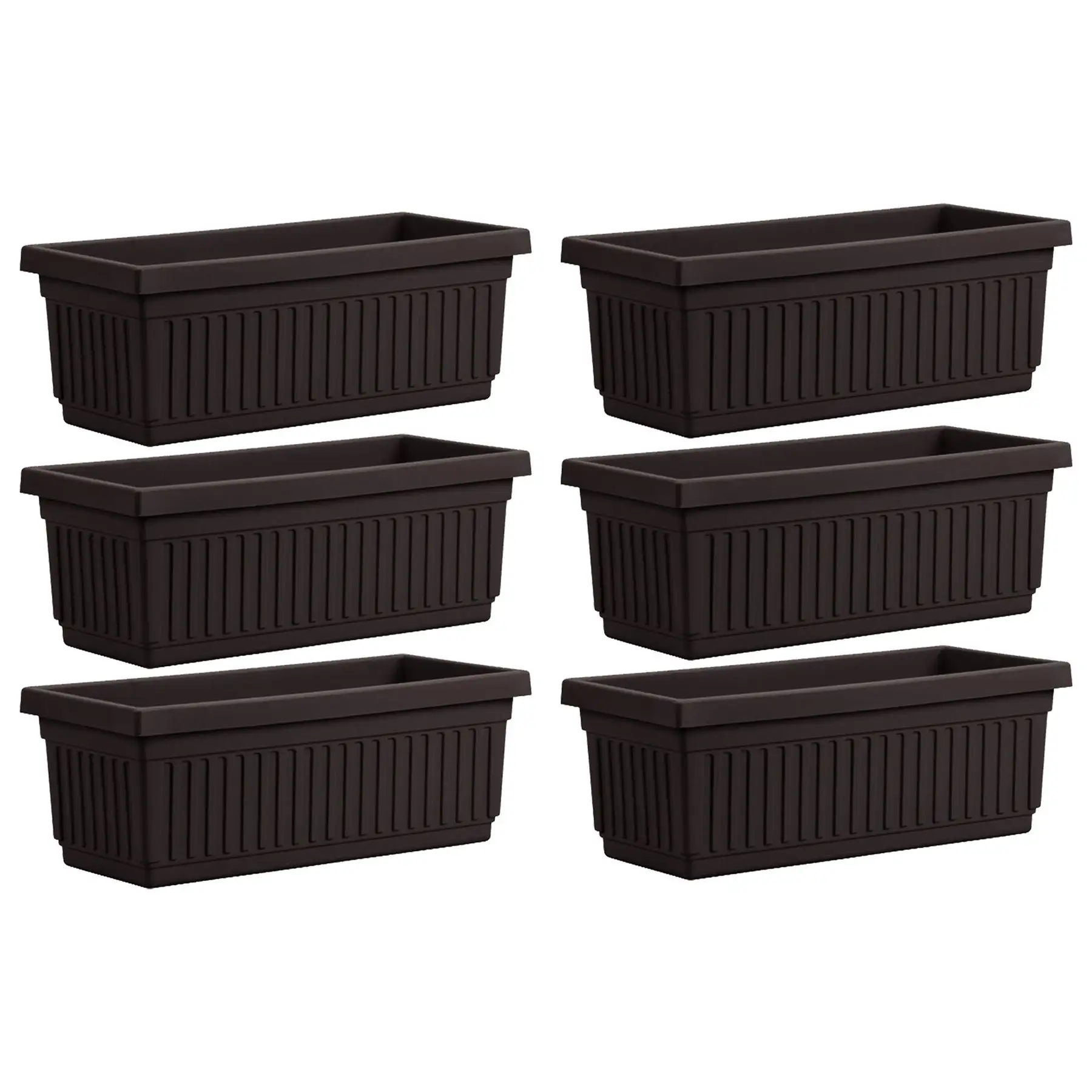 HC Companies 24 Inch Fluted Venetian Garden Flower Window Box, Black (6 Pack)