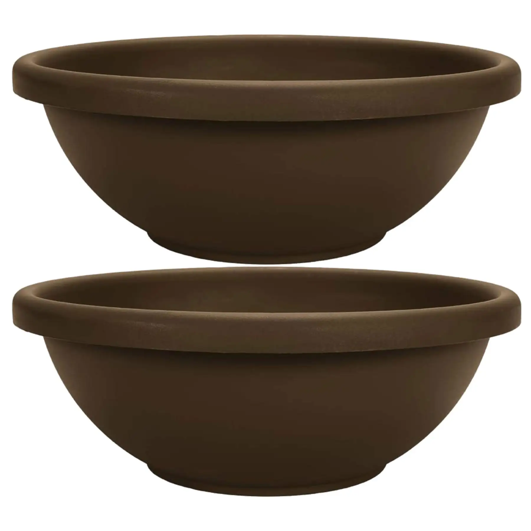 The HC Companies 18 Inch Bowl Planter with with Drainage, Chocolate (2 Pack)