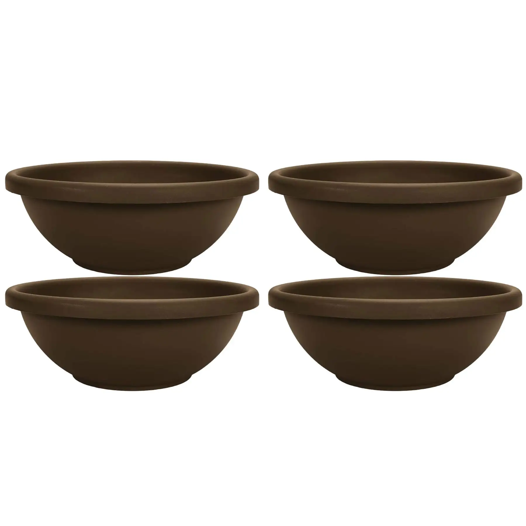 The HC Companies 18 Inch Bowl Planter with with Drainage, Chocolate (4 Pack)