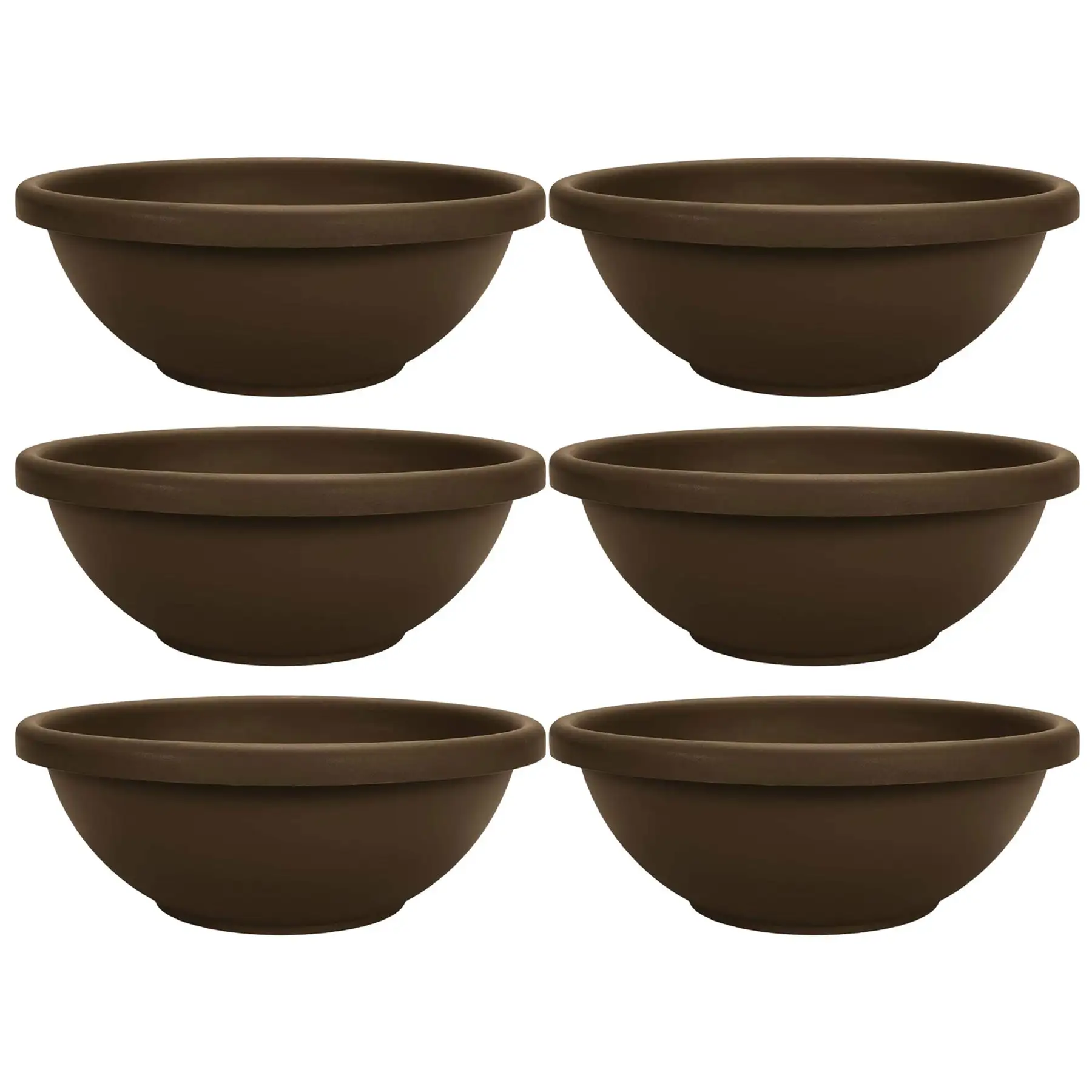 The HC Companies 18 Inch Bowl Planter with with Drainage, Chocolate (6 Pack)