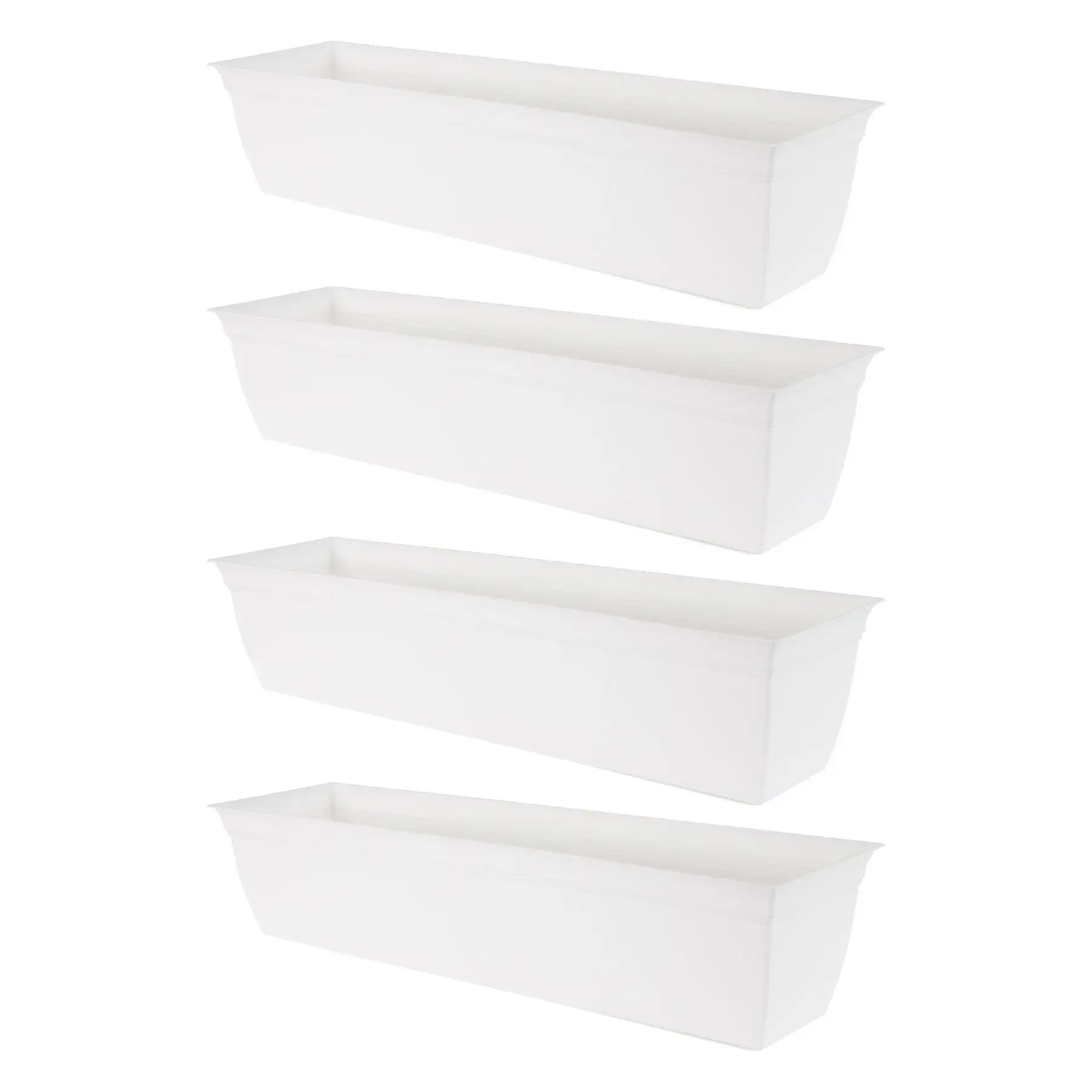 The HC Companies 30 Inch Window Flower Box with Removable Saucer, White (4 Pack)