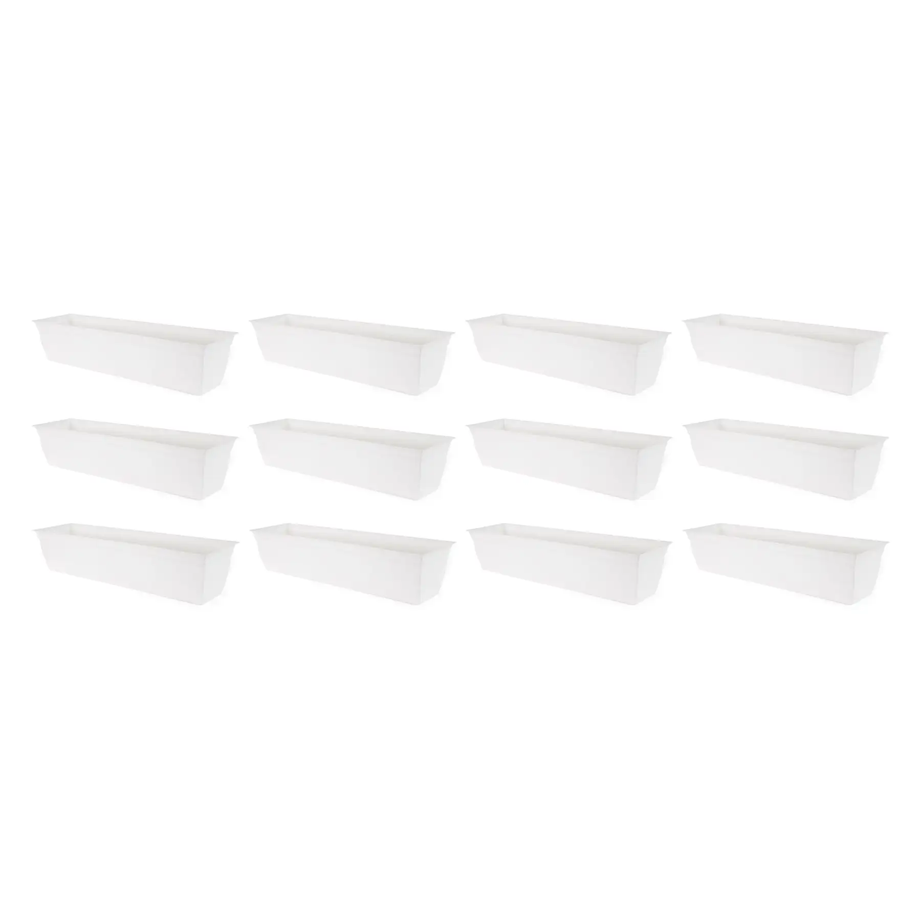 The HC Companies 30 Inch Window Flower Box w/Removable Saucer, White (12 Pack)