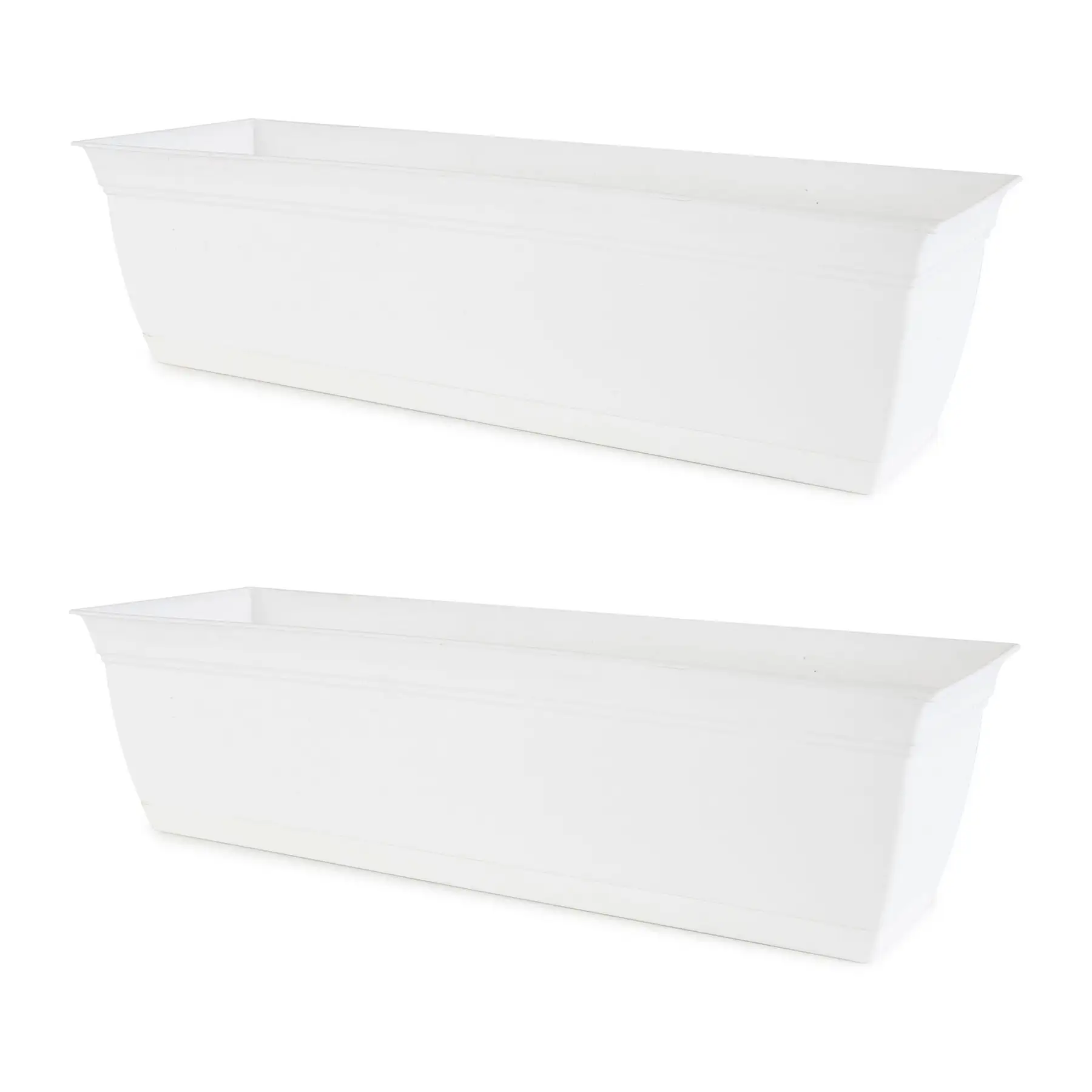 The HC Companies 24 Inch Window Flower Box with Removable Saucer, White (2 Pack)