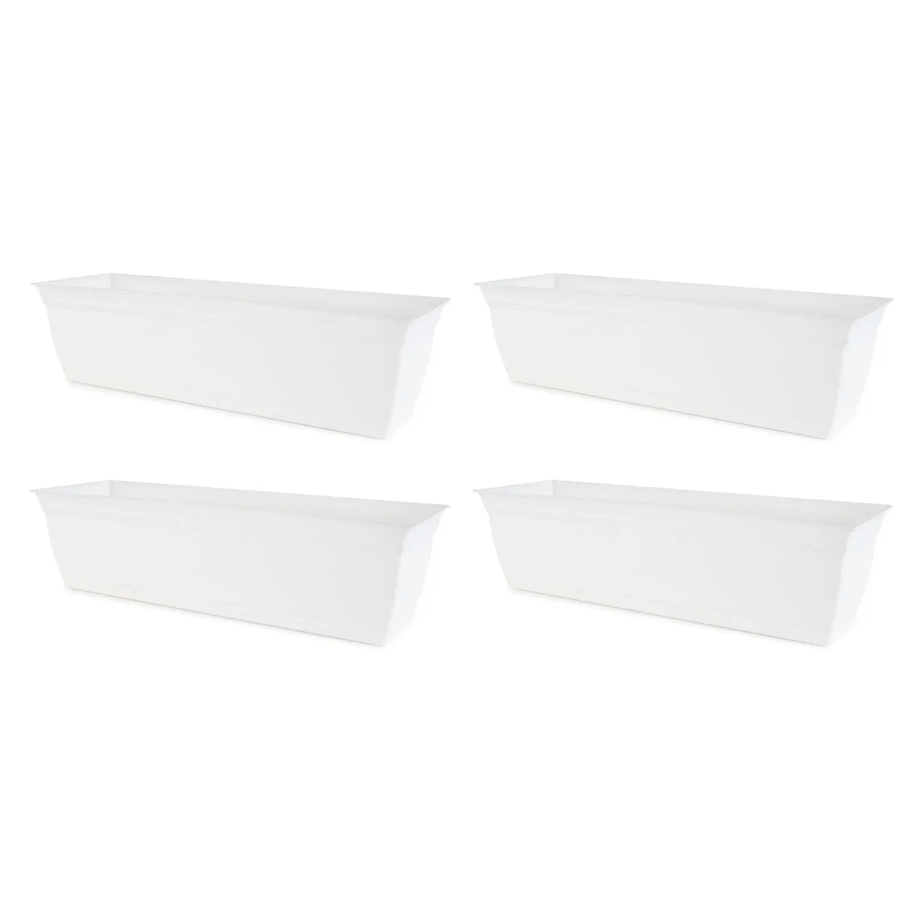 The HC Companies 24 Inch Window Flower Box with Removable Saucer, White (2 Pack)