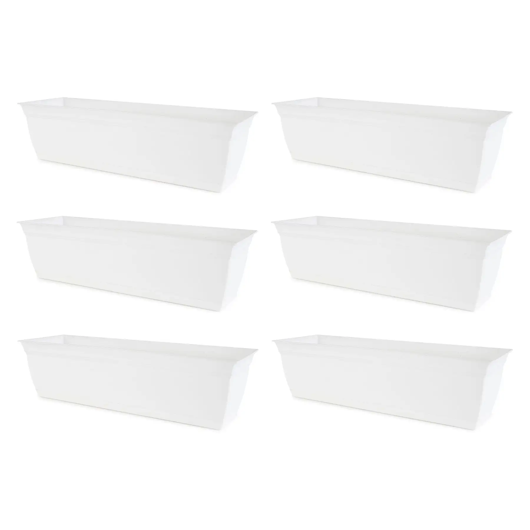 The HC Companies 24 Inch Window Flower Box with Removable Saucer, White (6 Pack)